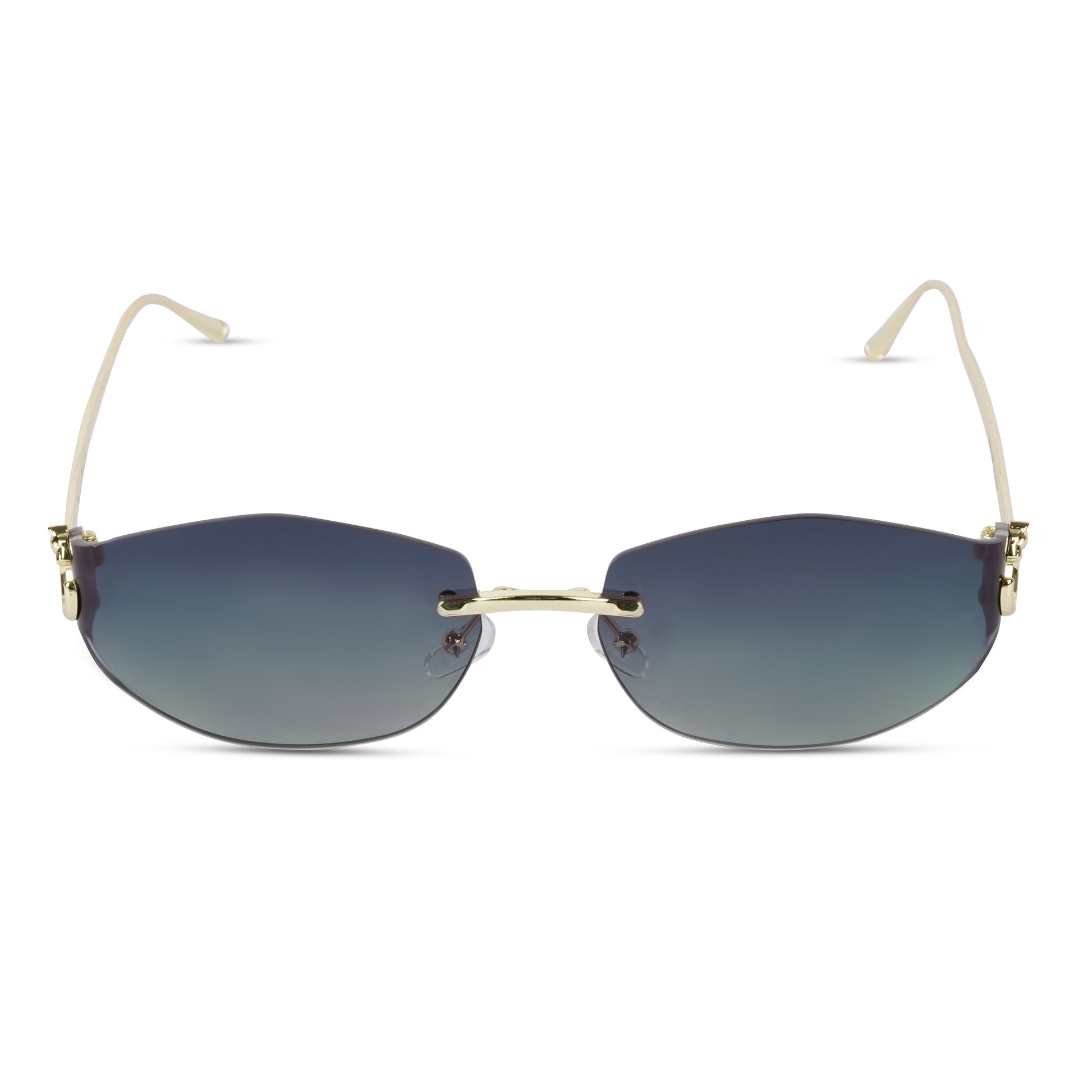 Erminio Palamino "Elite Rimless Oval Sunglasses, Gradient Lenses, Gold Metal Frame, Fashion Eyewear for Women