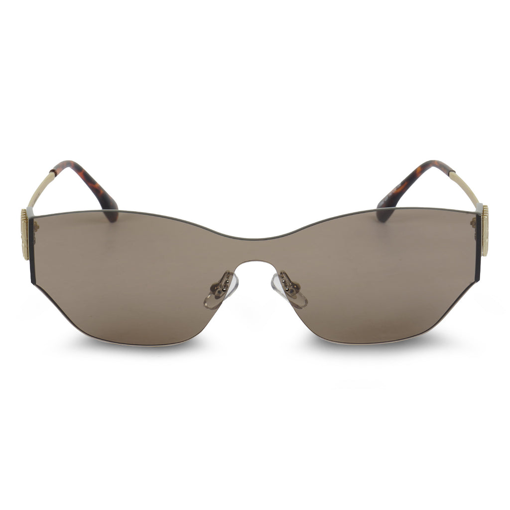 Erminio Palamino Rimless Cat-Eye Sunglasses, Metal Frame, Shield Lens, Stylish Unisex Shades
