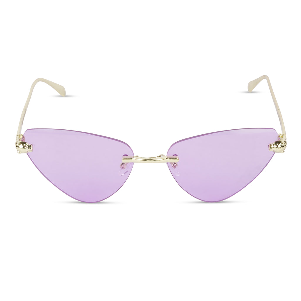 Erminio Palamino "Elite Rimless Cat Eye Sunglasses for Women with Gold Frame, Gradient Lens, Designer Case