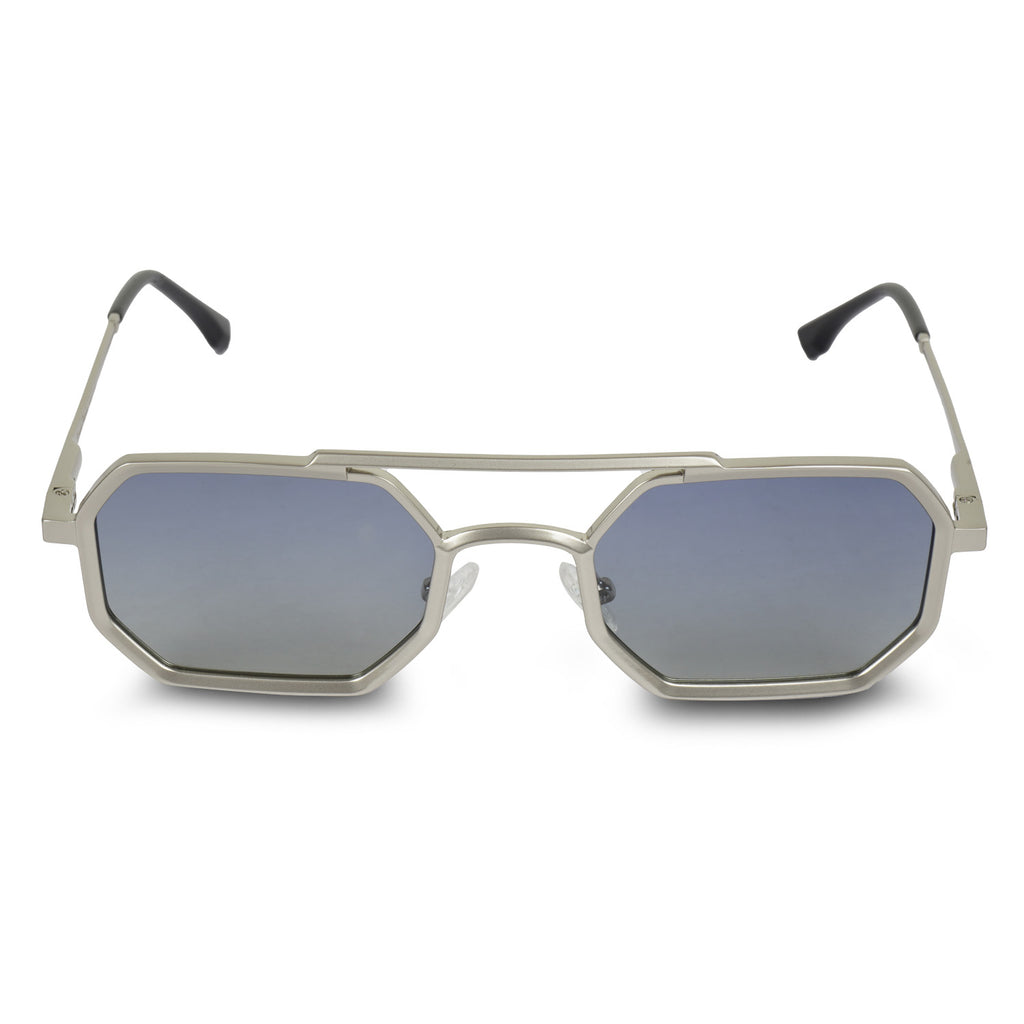 Erminio Palamino Geometric Octagonal Unisex Sunglasses with Double Bridge, Metal Frame, Gradient Lenses