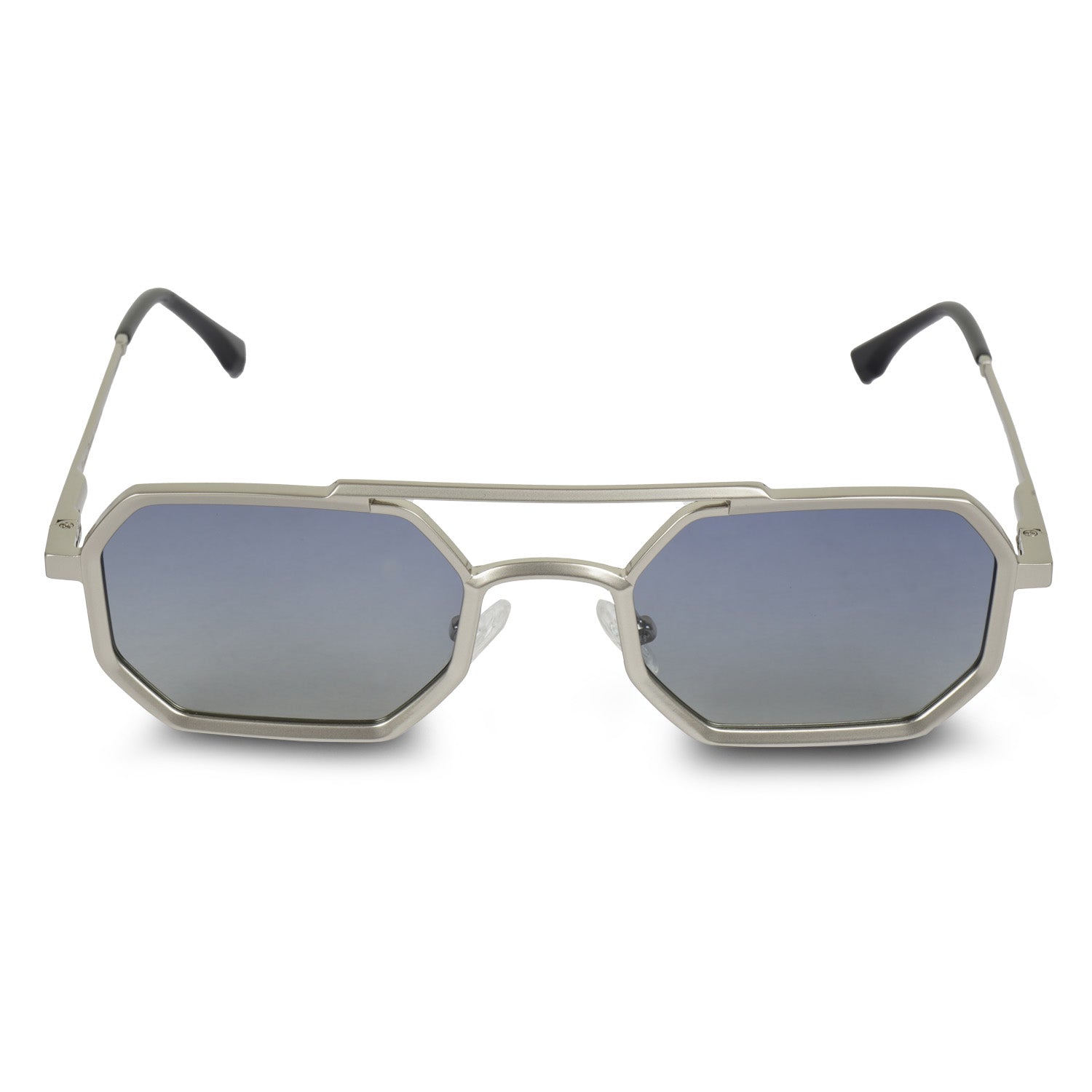 Erminio Palamino Geometric Octagonal Unisex Sunglasses with Double Bridge, Metal Frame, Gradient Lenses