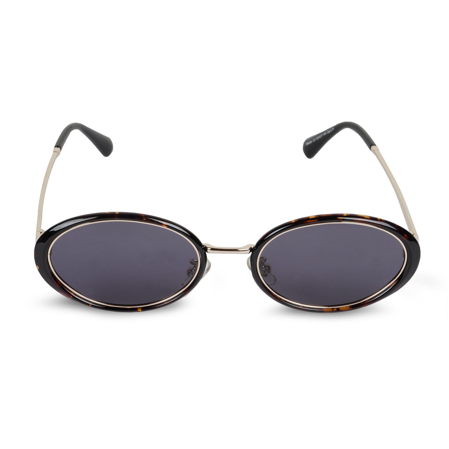 Erminio Palamino Unisex Oval Sunglasses with Tortoiseshell Frame, Silver Metal Arms, and Grey Lenses