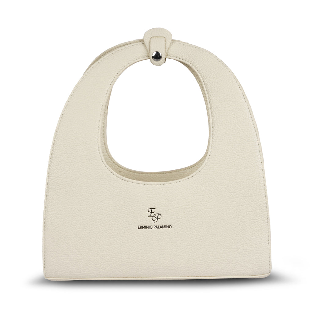 Erminio Palamino Luxury Luna Arc Top Handle Bag – Textured Vegan Leather, Top Handle Design with Zip Closure
