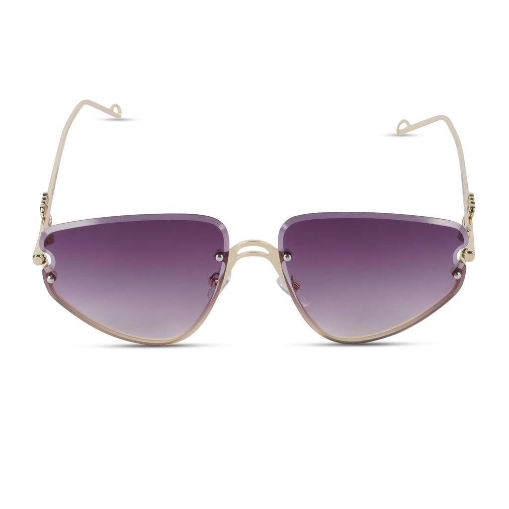 Erminio Palamino "Elite Designer Rimless Sunglasses for Women, Gold Frame with Lenses, Italian Design