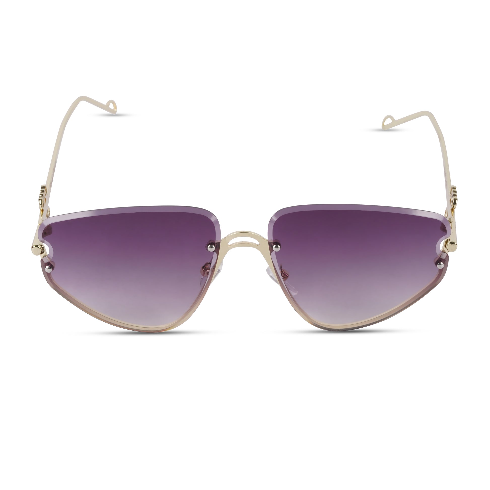 Erminio Palamino "Elite Designer Rimless Sunglasses for Women, Gold Frame with Lenses, Italian Design