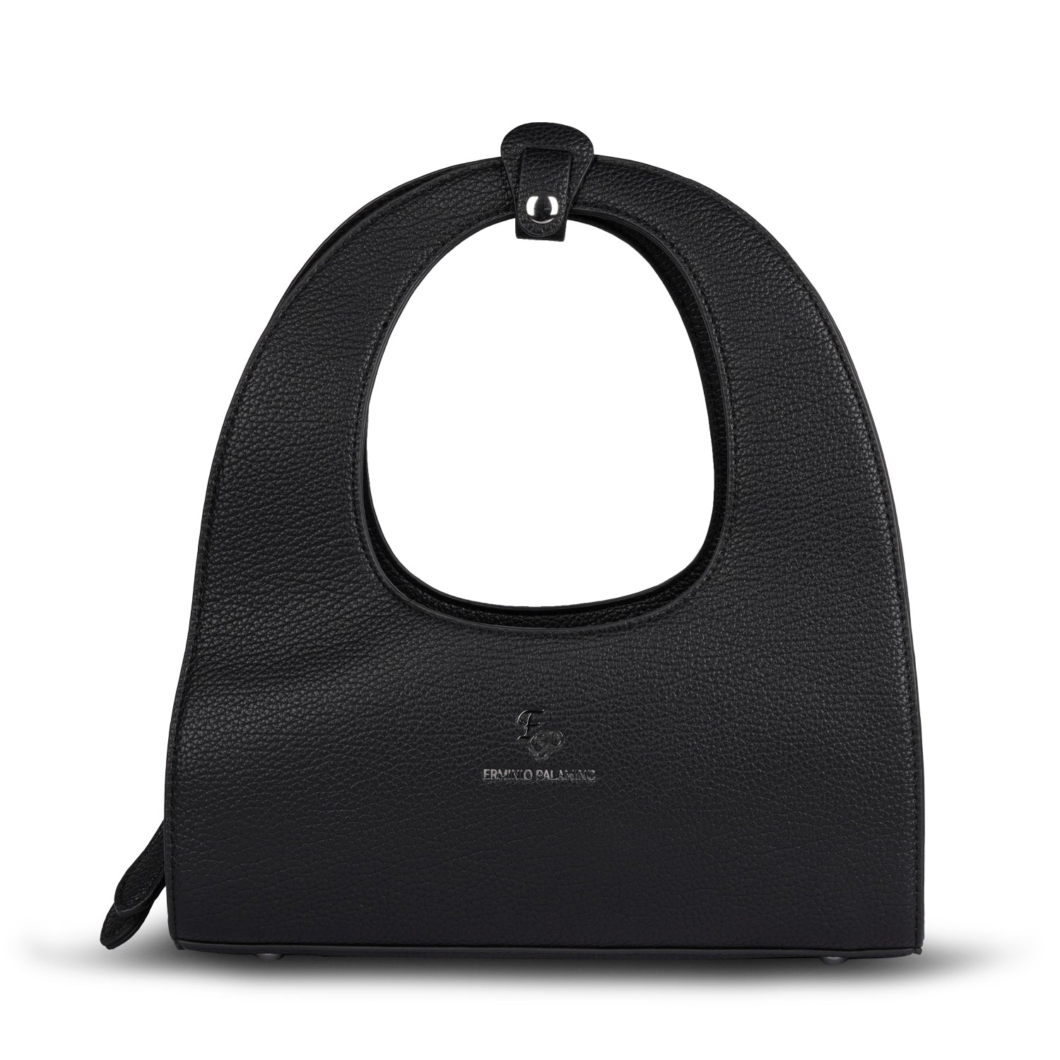 Erminio Palamino Luxury Luna Arc Top Handle Bag – Textured Vegan Leather, Top Handle Design with Zip Closure