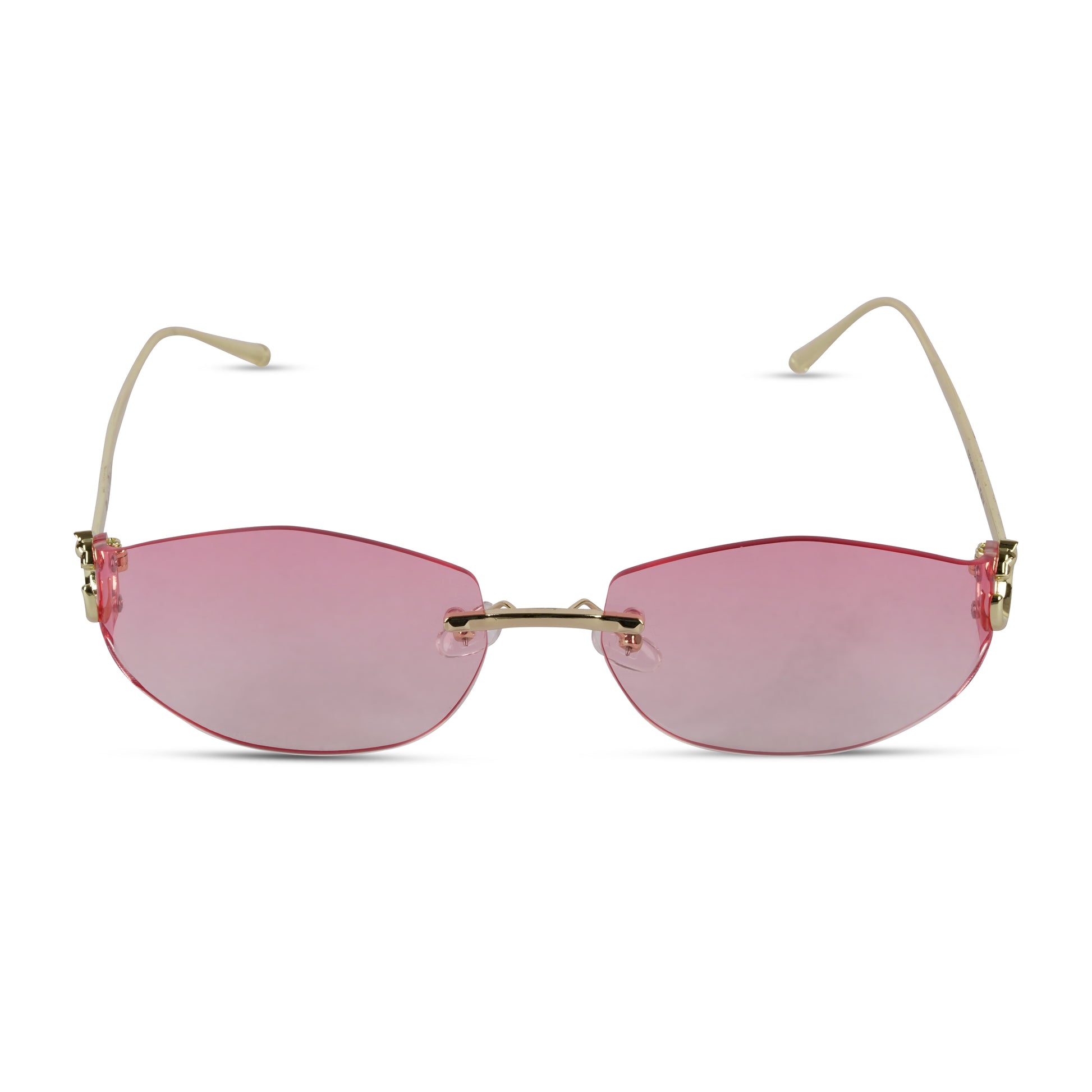 Erminio Palamino "Elite Rimless Oval Sunglasses, Gradient Lenses, Gold Metal Frame, Fashion Eyewear for Women