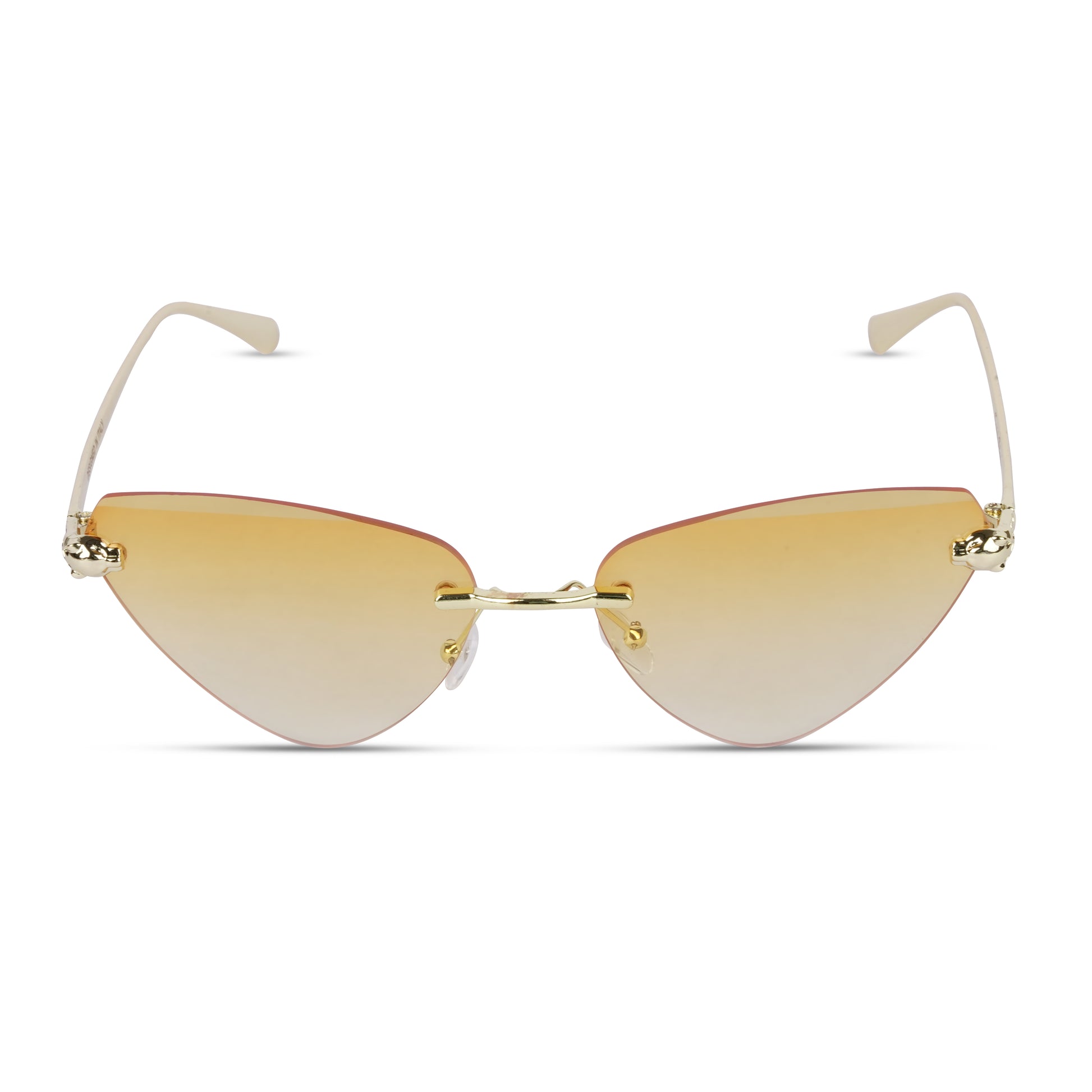 Erminio Palamino "Elite Rimless Cat Eye Sunglasses for Women with Gold Frame, Gradient Lens, Designer Case