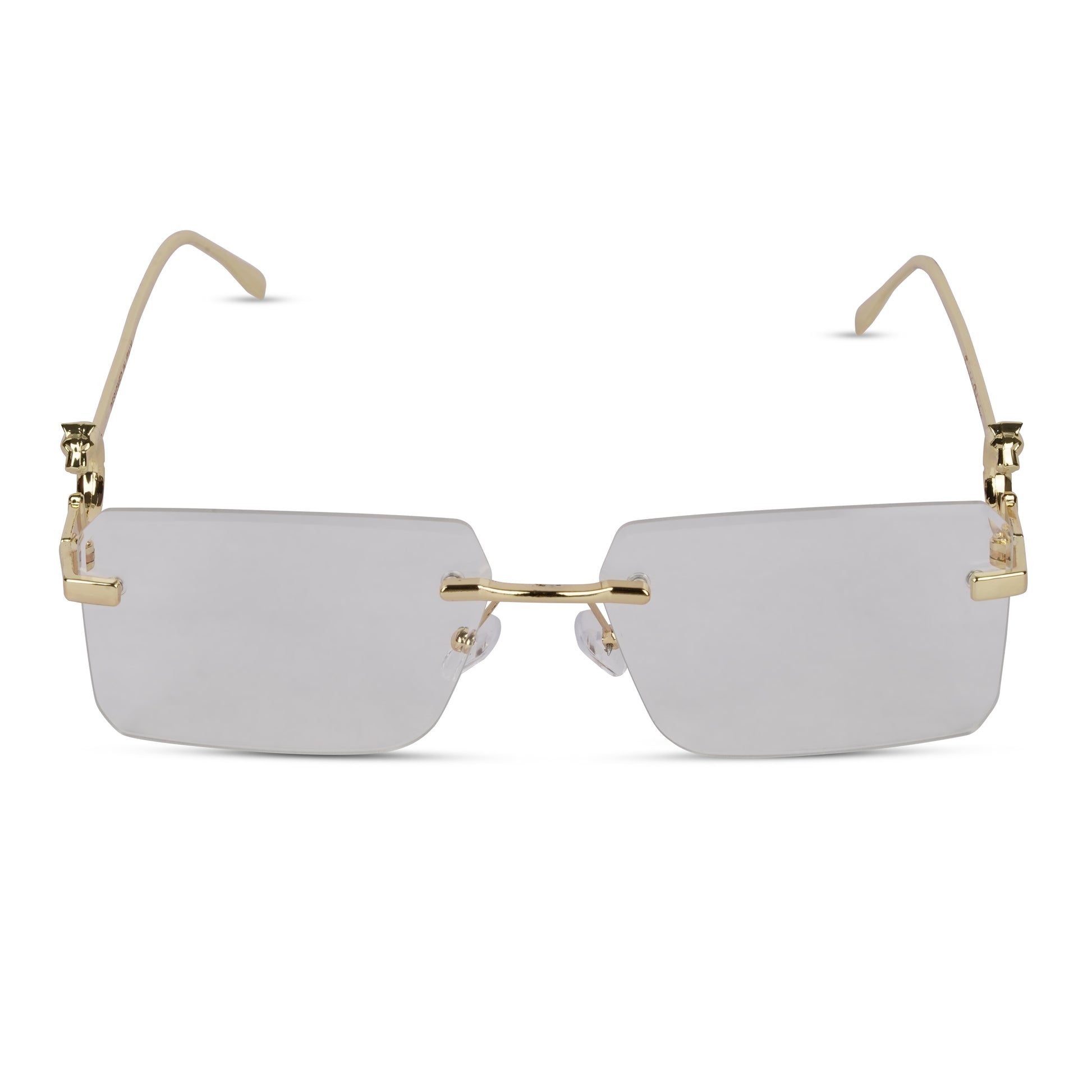 Erminio Palamino "Elite Designer Rimless Sunglasses for Women, Gold Frame, Tinted Lens, with Carrying Case & Cleaning Cloth