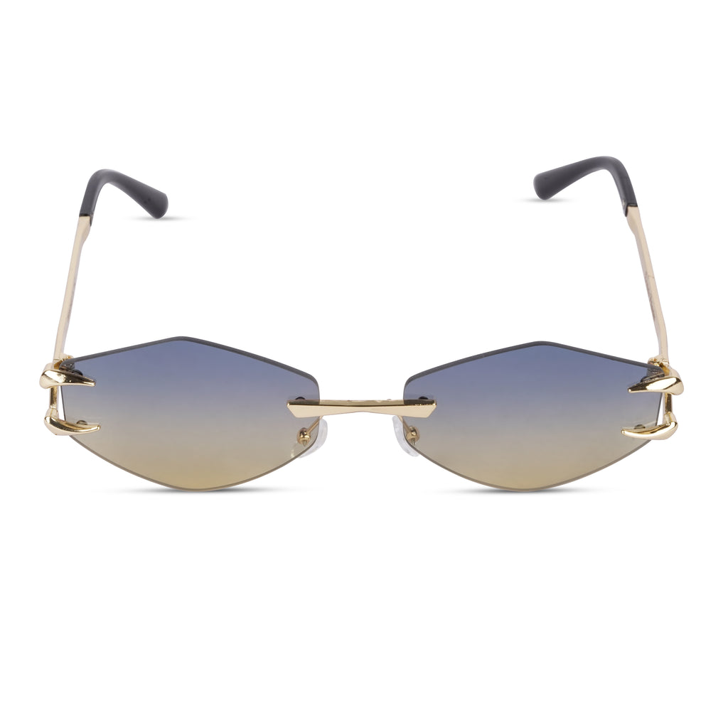 Erminio Palamino "Elite Rimless Gradient Sunglasses for Women, Gold Metal Frame, Tinted Lenses