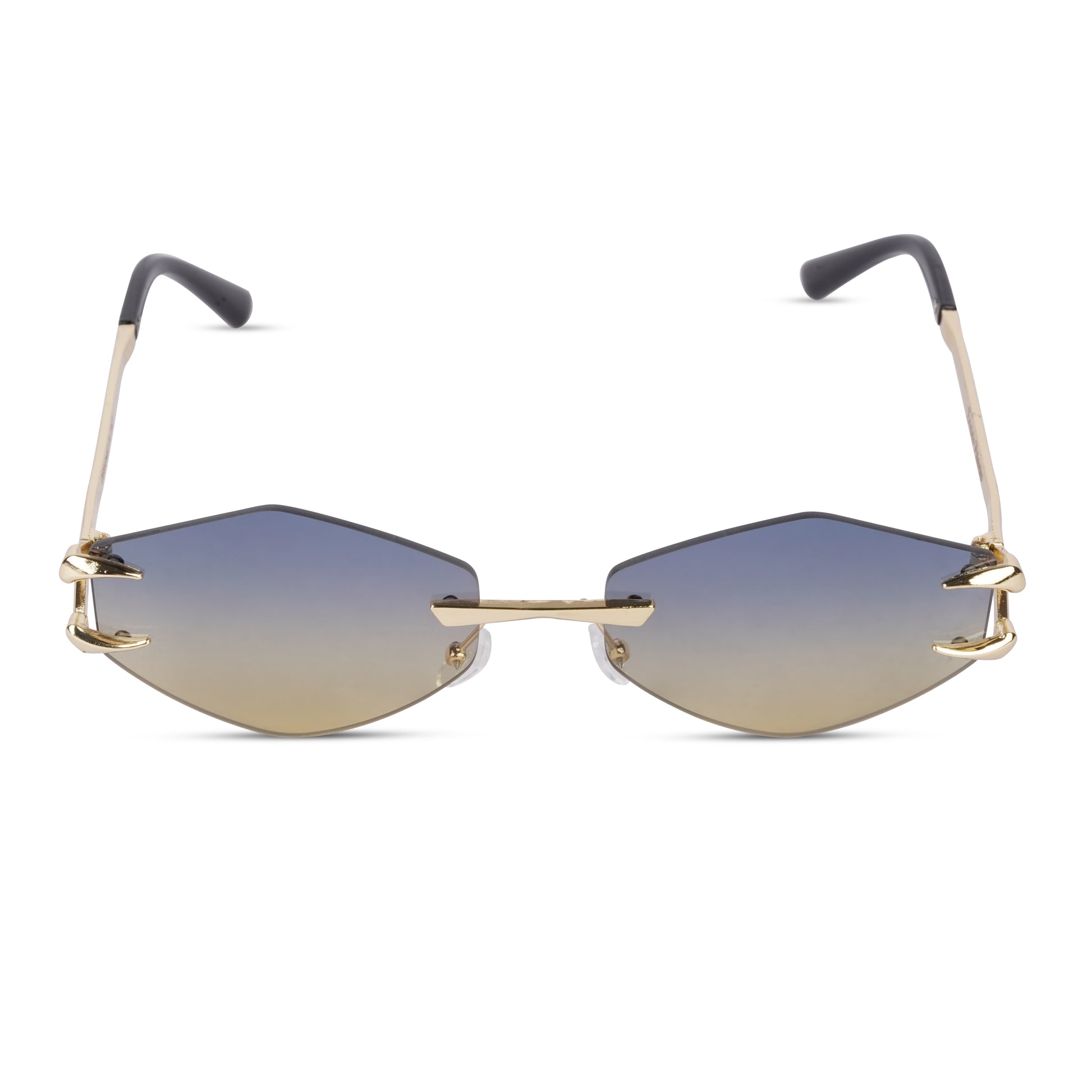 Erminio Palamino "Elite Rimless Gradient Sunglasses for Women, Gold Metal Frame, Tinted Lenses