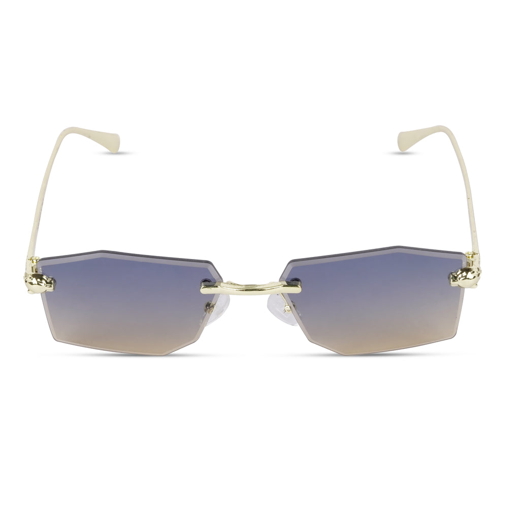 Erminio Palamino "Elite Rimless Rectangular Sunglasses for Women with Tinted Lenses, Gold Metal Frame, Case and Cleaning Cloth Included