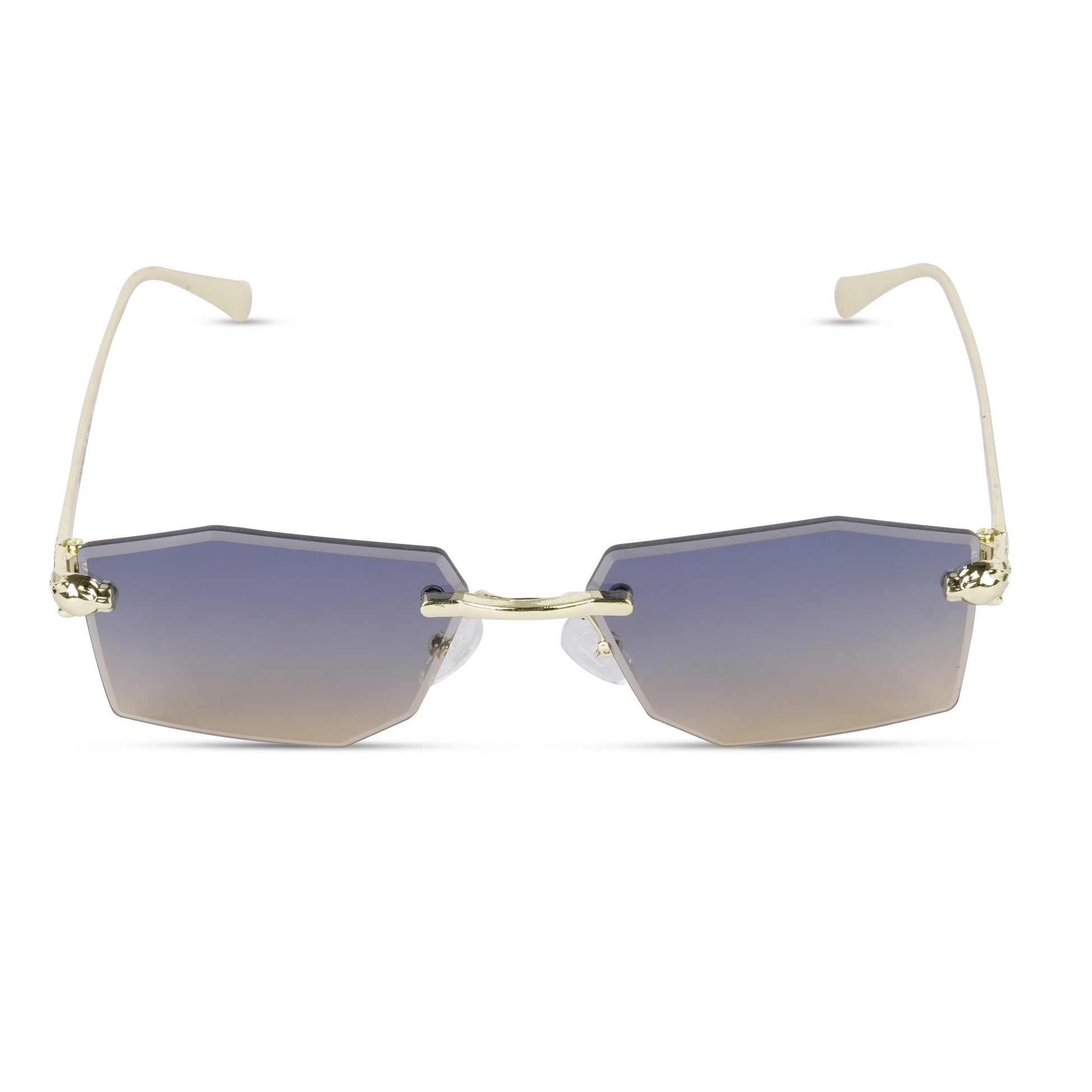 Erminio Palamino "Elite Rimless Rectangular Sunglasses for Women with Tinted Lenses, Gold Metal Frame, Case and Cleaning Cloth Included