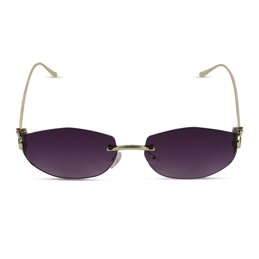 Erminio Palamino "Elite Rimless Oval Sunglasses, Gradient Lenses, Gold Metal Frame, Fashion Eyewear for Women