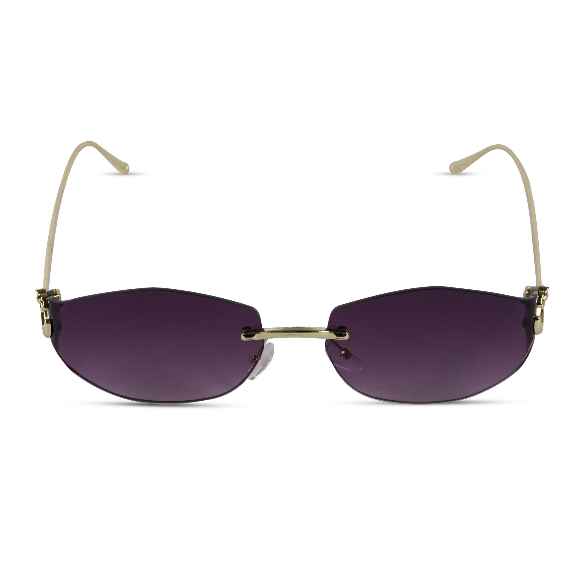 Erminio Palamino "Elite Rimless Oval Sunglasses, Gradient Lenses, Gold Metal Frame, Fashion Eyewear for Women