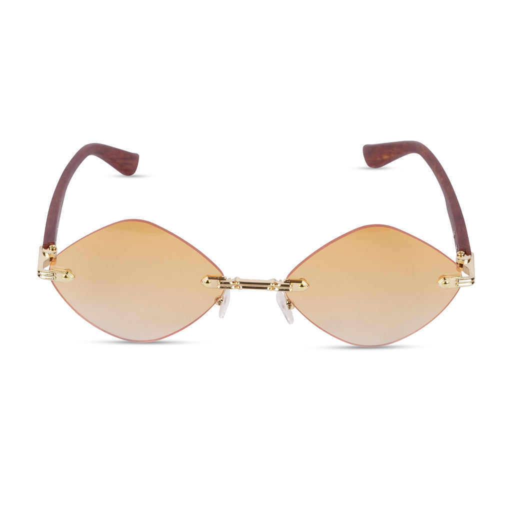 Erminio Palamino "Elite Designer Rimless Sunglasses for Women, Brown Frame with Lenses, Italian Design