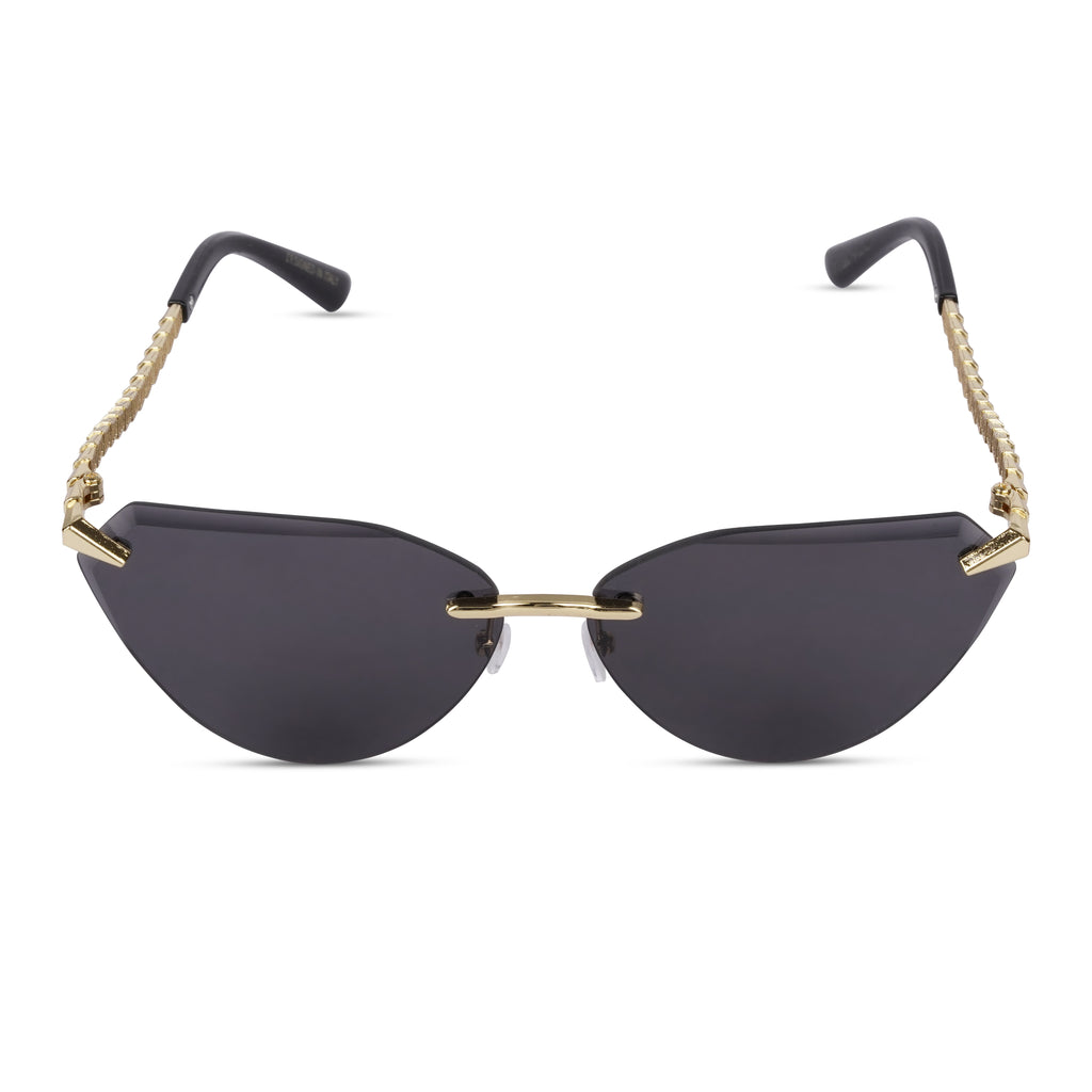 Erminio Palamino "Elite Designer Sunglasses for Women, Rimless Tinted Lenses, Gold Metal Temple Arms