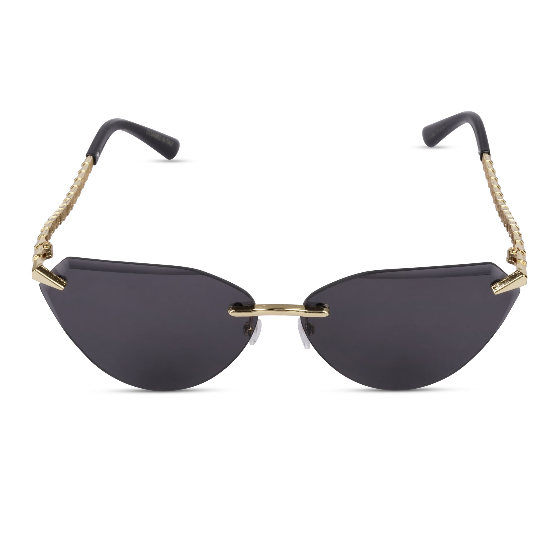 Erminio Palamino "Elite Designer Sunglasses for Women, Rimless Tinted Lenses, Gold Metal Temple Arms