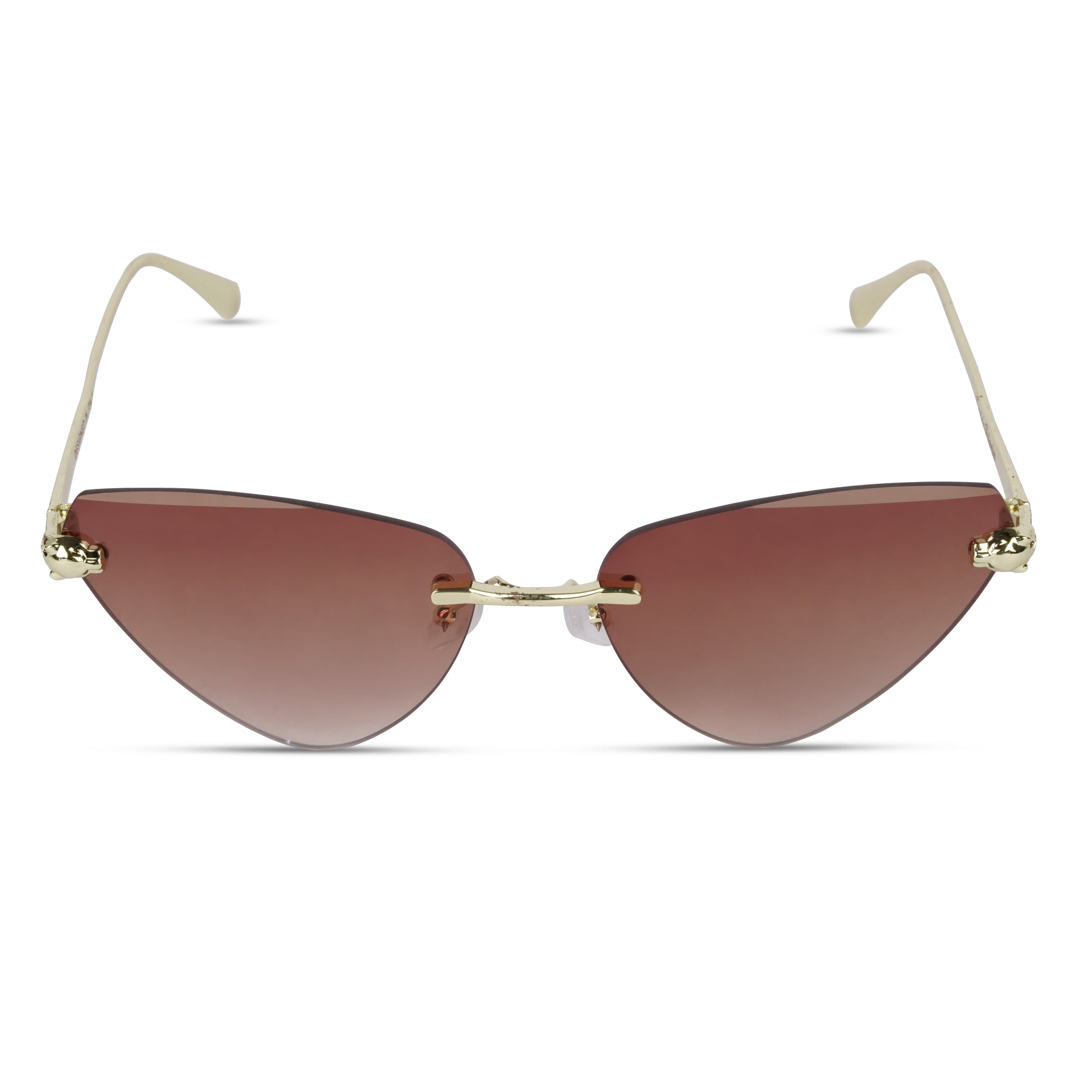 Erminio Palamino "Elite Rimless Cat Eye Sunglasses for Women with Gold Frame, Gradient Lens, Designer Case