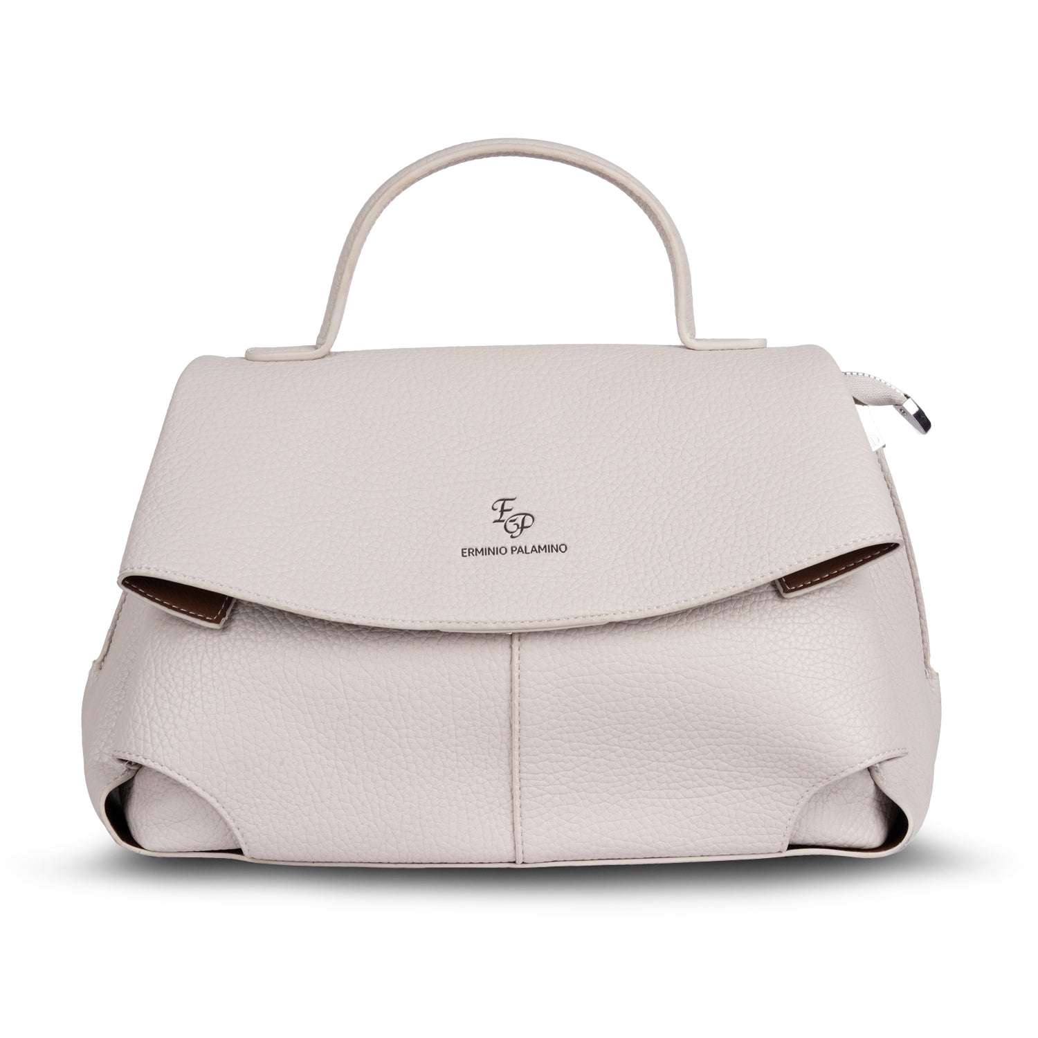 Erminio Palamino Luxury Belle Flap Top Handle Satchel – Elegant Pebbled Vegan Leather Handbag for Women