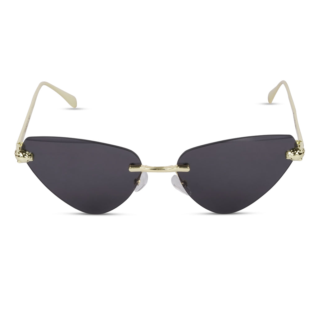 Erminio Palamino "Elite Rimless Cat Eye Sunglasses for Women with Gold Frame, Gradient Lens, Designer Case
