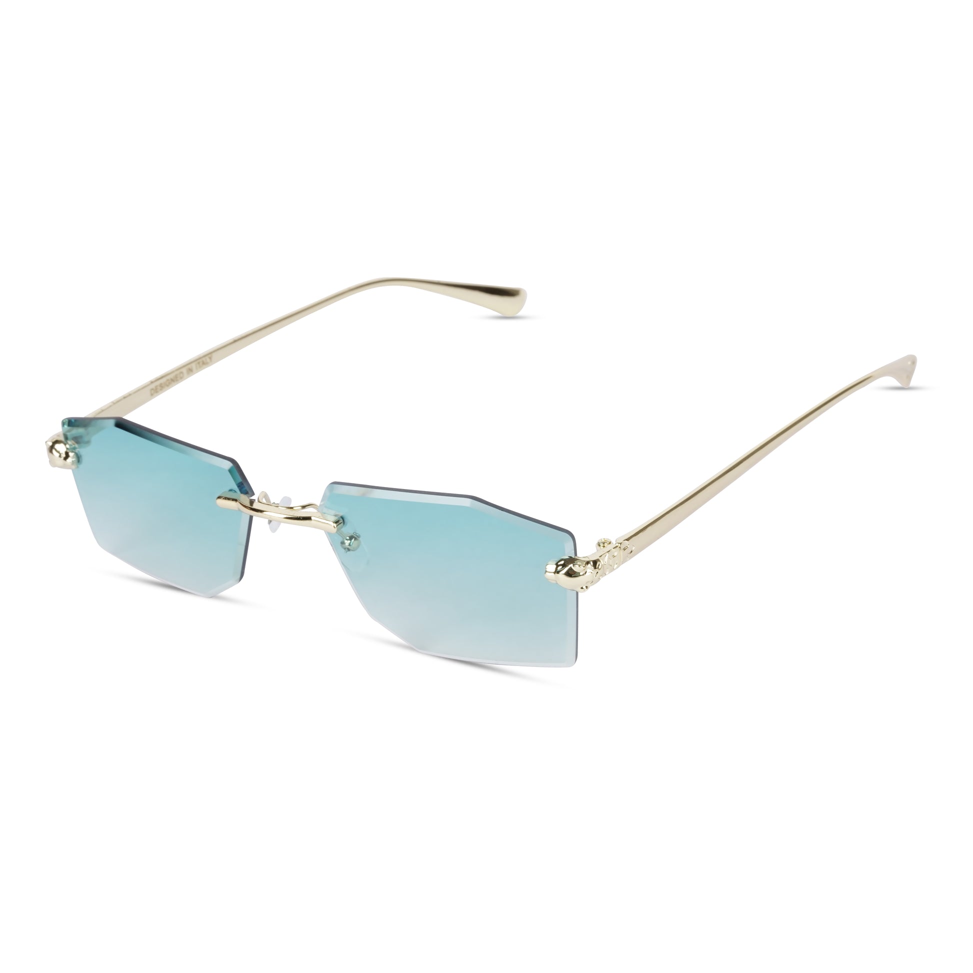 Erminio Palamino "Elite Rimless Rectangular Sunglasses for Women with Tinted Lenses, Gold Metal Frame, Case and Cleaning Cloth Included