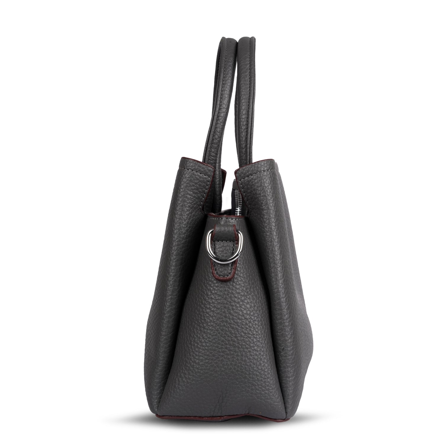 Erminio Palamino Premium Leather Handbag, Textured Tote with V-Detail, Double Handle Shoulder Bag with Zip Closure