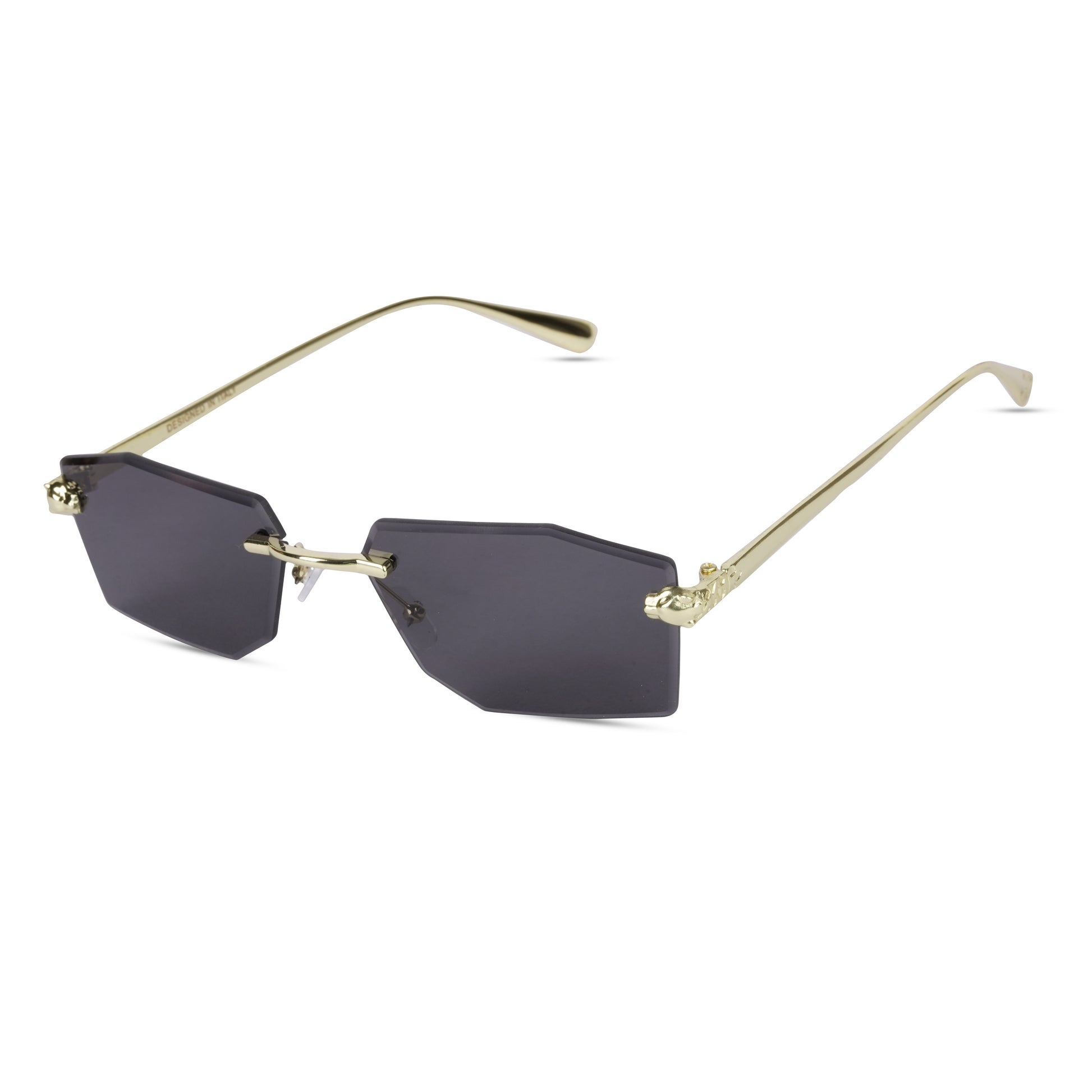 Erminio Palamino "Elite Rimless Rectangular Sunglasses for Women with Tinted Lenses, Gold Metal Frame, Case and Cleaning Cloth Included