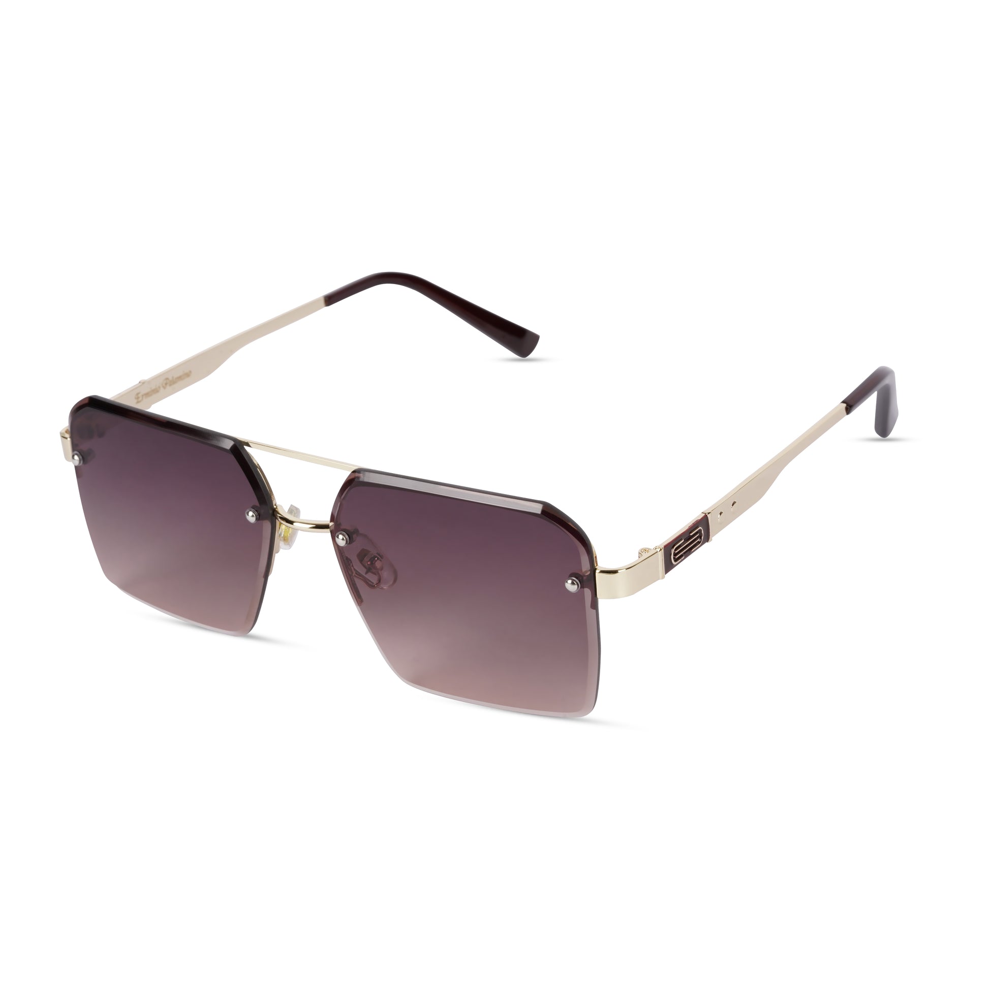 Erminio Palamino "Elite Square Oversized Sunglasses, Black Metal Frame, Tinted Lenses, Rimless Design, Unisex