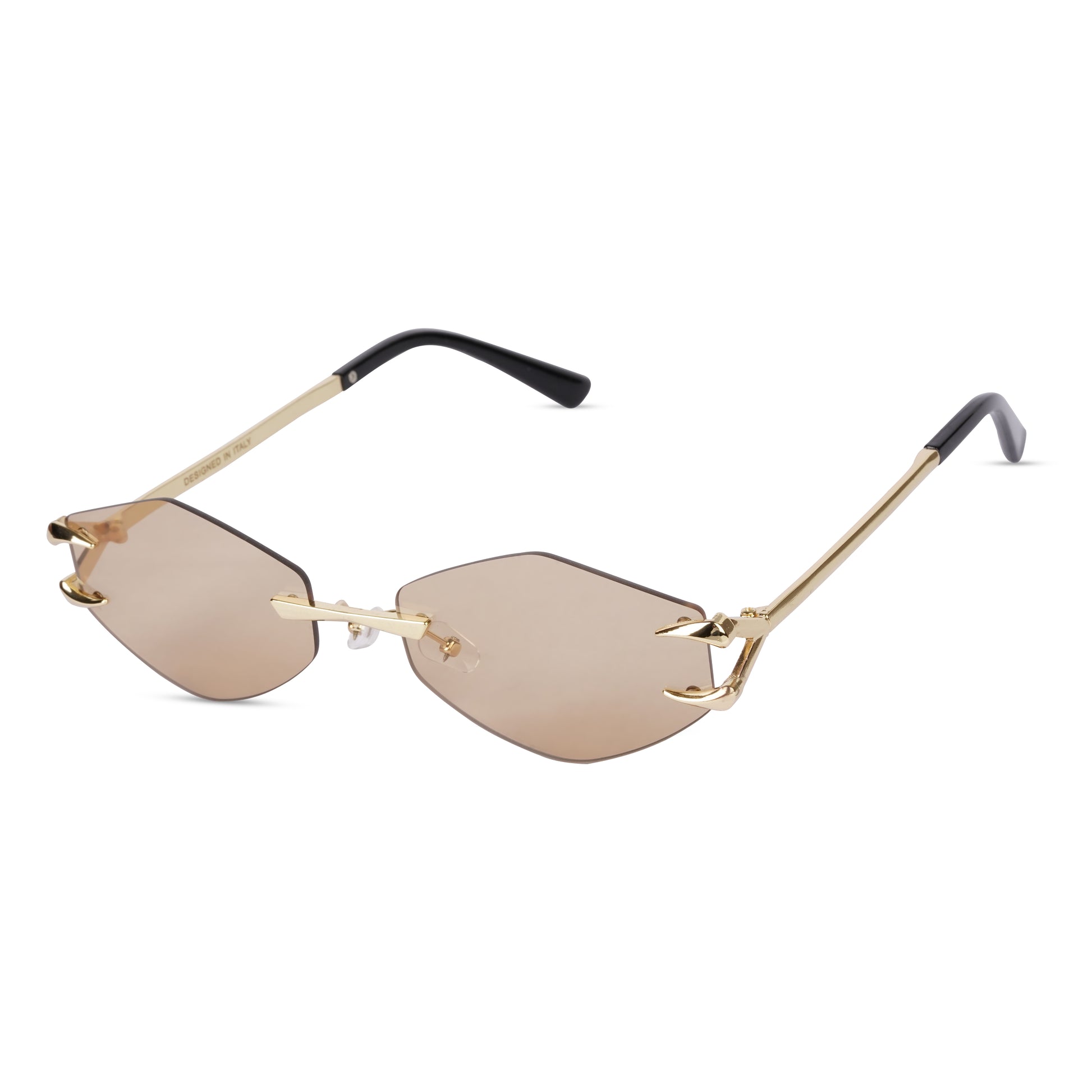Erminio Palamino "Elite Rimless Gradient Sunglasses for Women, Gold Metal Frame, Tinted Lenses
