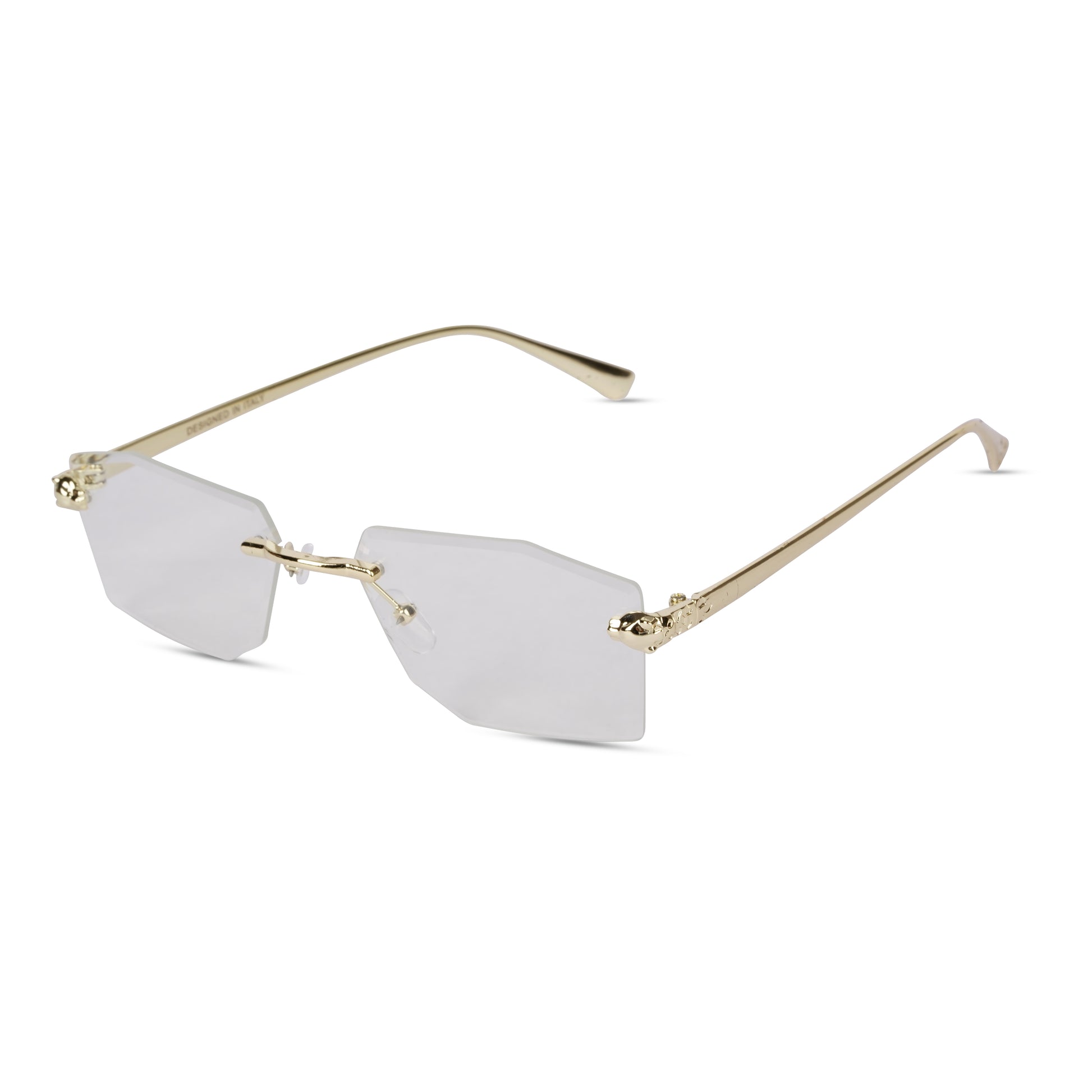 Erminio Palamino "Elite Rimless Rectangular Sunglasses for Women with Tinted Lenses, Gold Metal Frame, Case and Cleaning Cloth Included