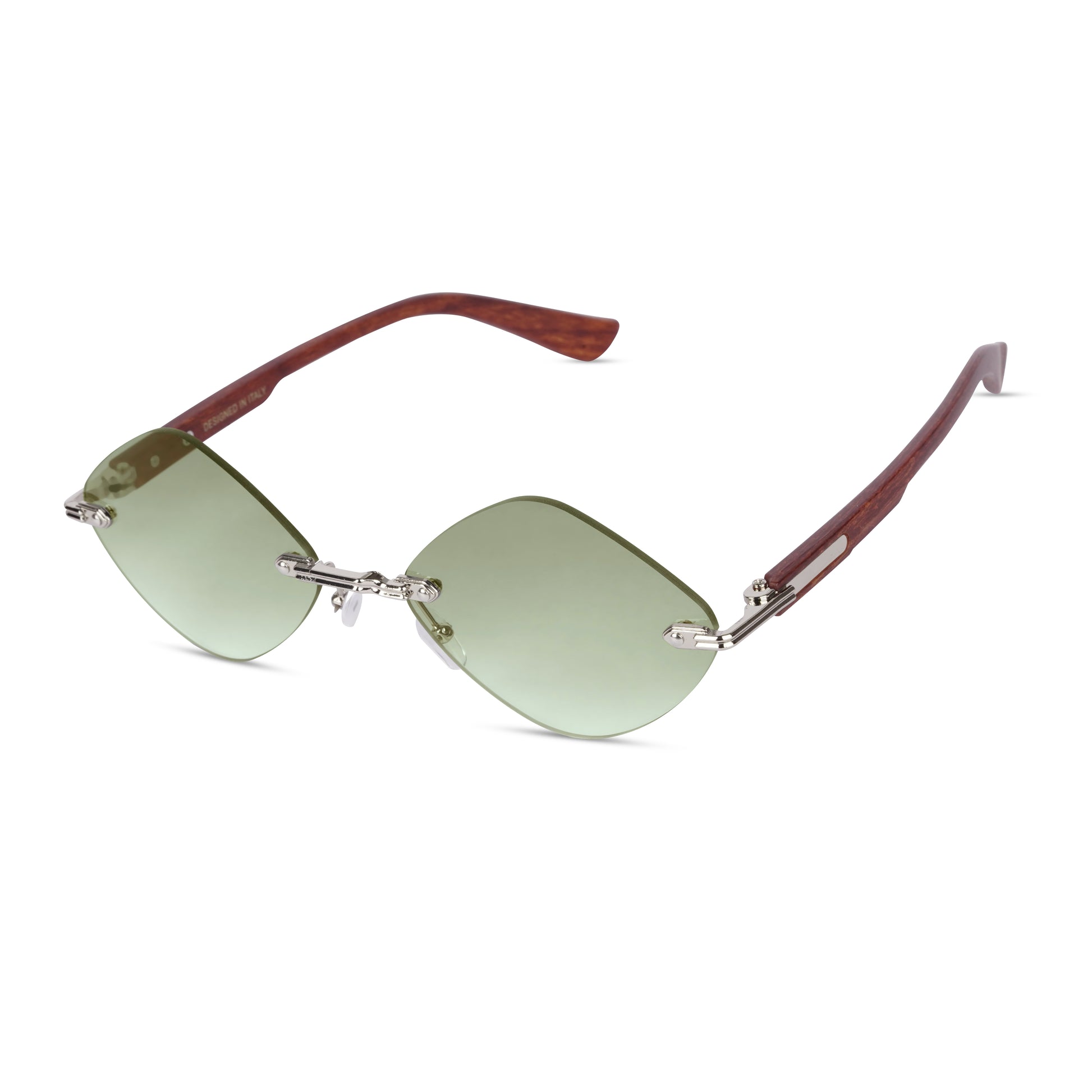 Erminio Palamino "Elite Designer Rimless Sunglasses for Women, Brown Frame with Lenses, Italian Design