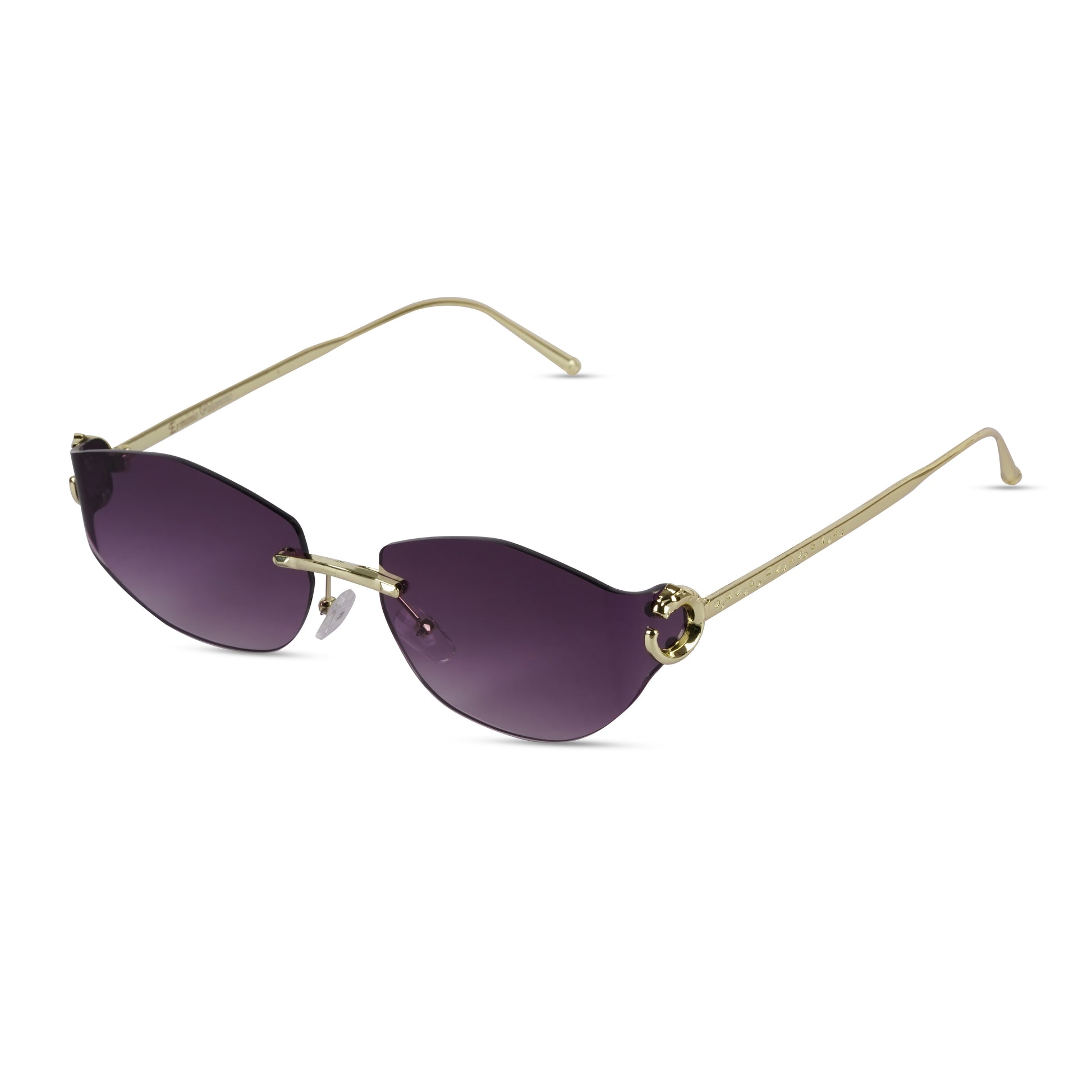 Erminio Palamino "Elite Rimless Oval Sunglasses, Gradient Lenses, Gold Metal Frame, Fashion Eyewear for Women