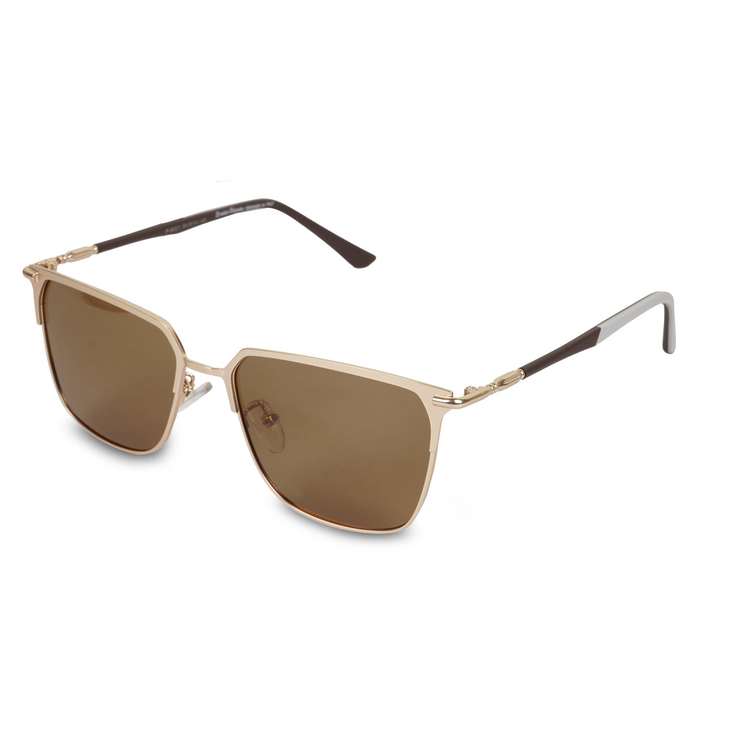 Erminio Palamino Unisex Square Sunglasses | UV400 Protection | Metal Frame | Lightweight Premium Stylish Shades for Men & Women | Driving & Casual Sunglasses (Gold-Brown)