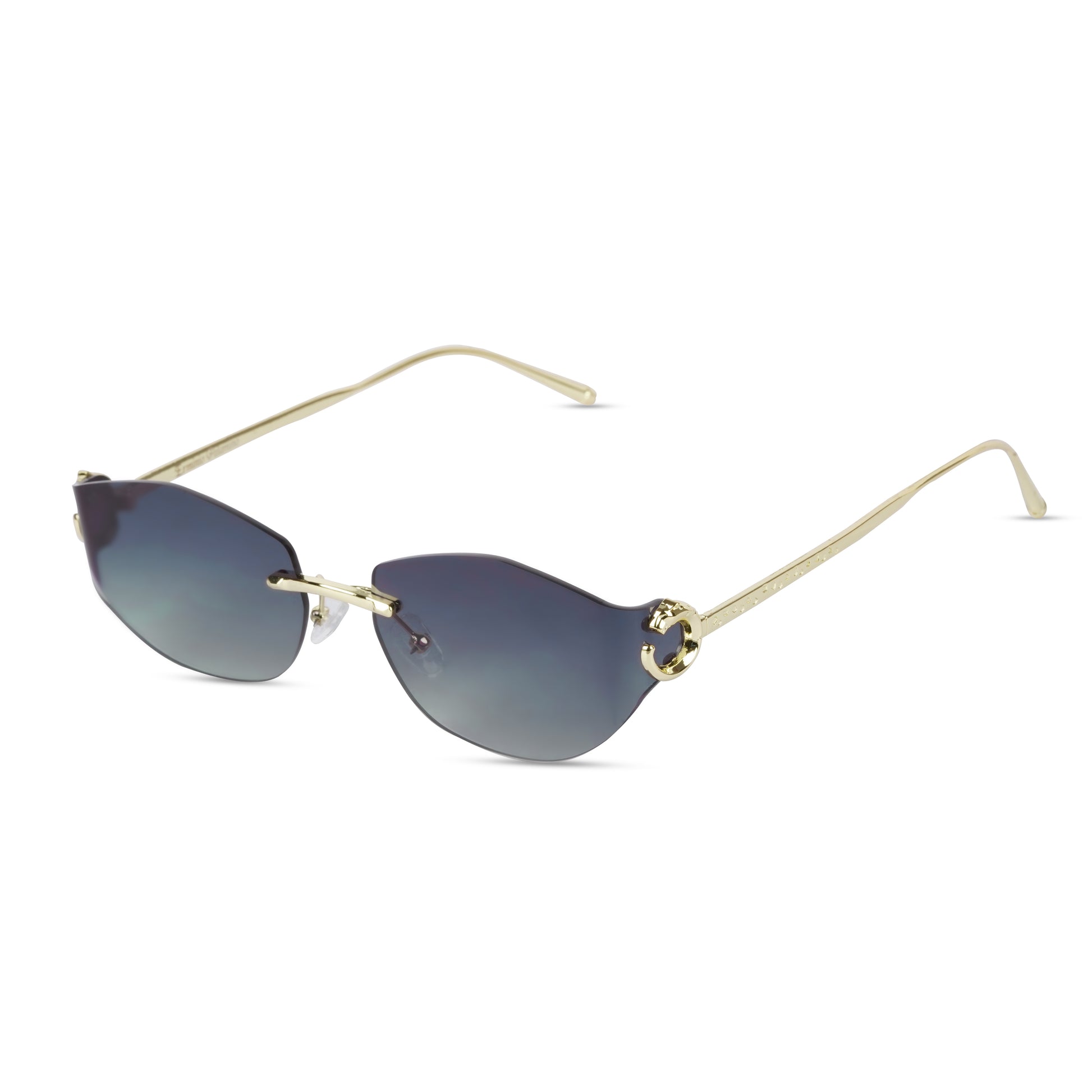 Erminio Palamino "Elite Rimless Oval Sunglasses, Gradient Lenses, Gold Metal Frame, Fashion Eyewear for Women