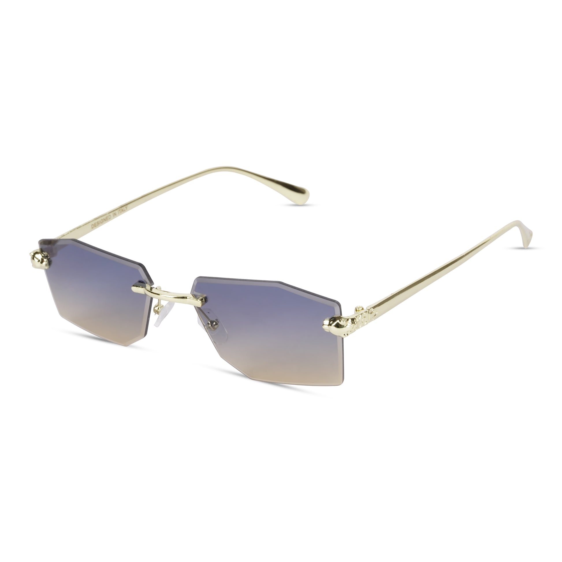 Erminio Palamino "Elite Rimless Rectangular Sunglasses for Women with Tinted Lenses, Gold Metal Frame, Case and Cleaning Cloth Included