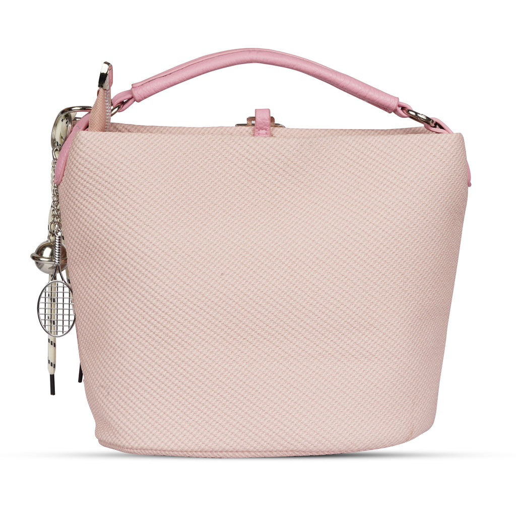 Erminio Palamino Designer Hobo Handbag, Textured Fabric, Silver Hardware with Decorative Charms