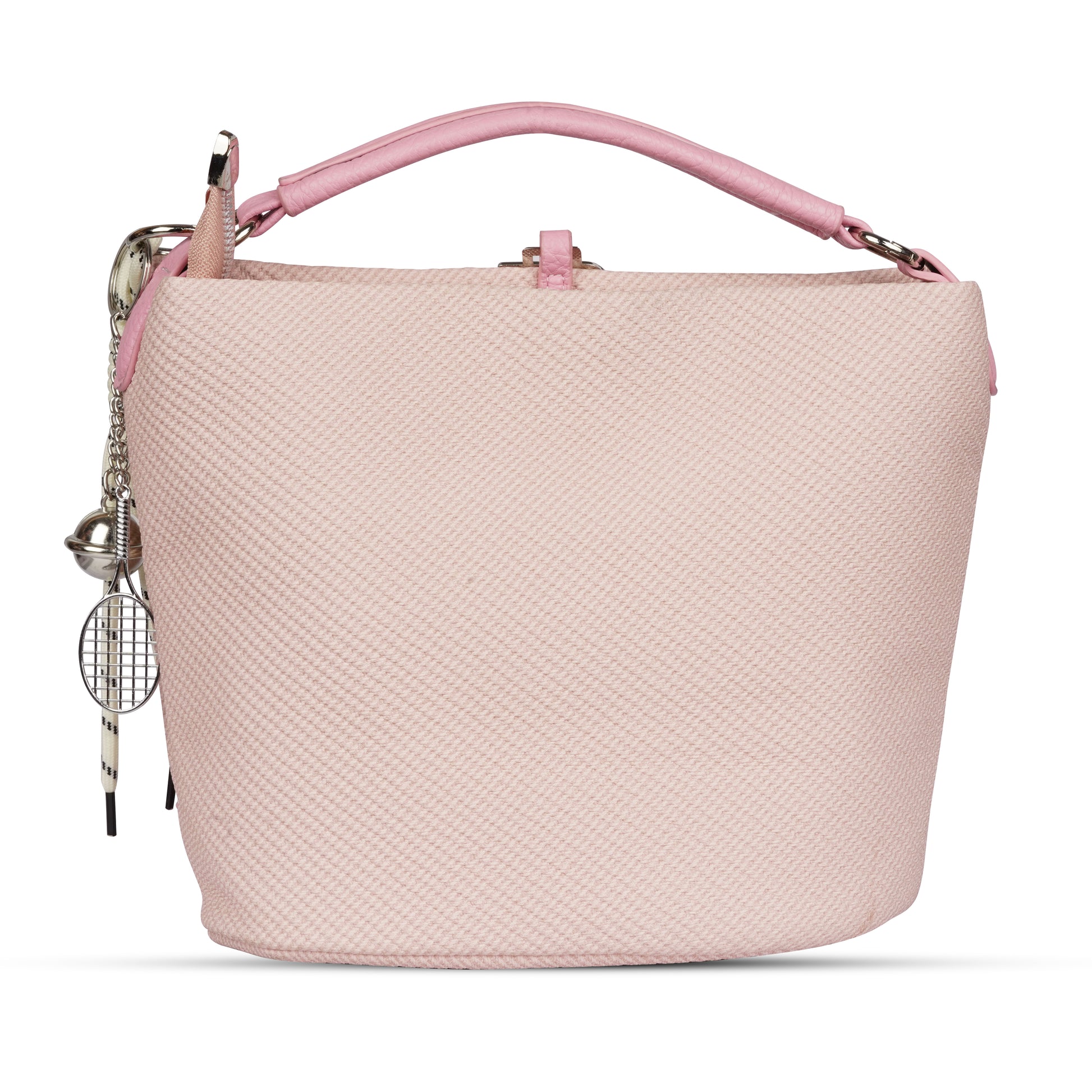 Erminio Palamino Designer Hobo Handbag, Textured Fabric, Silver Hardware with Decorative Charms