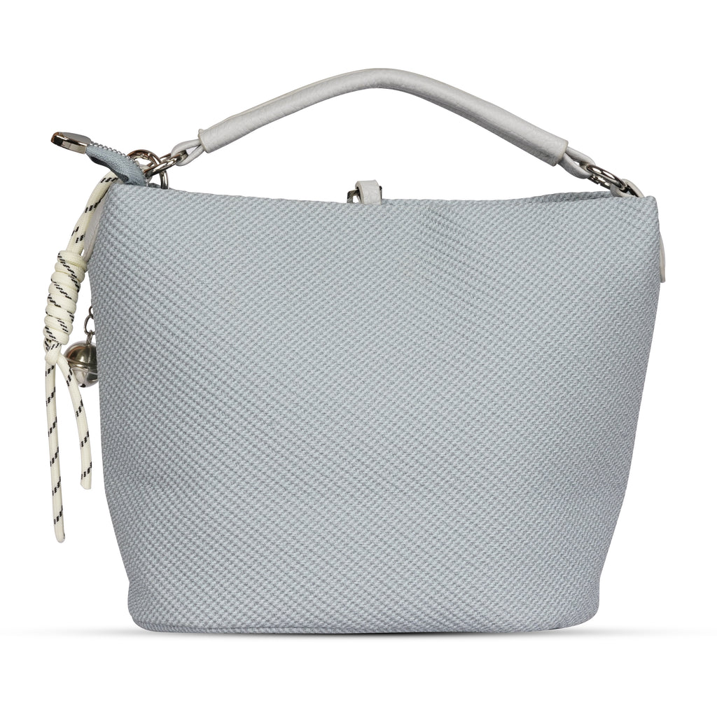Erminio Palamino Designer Hobo Handbag, Textured Fabric, Silver Hardware with Decorative Charms