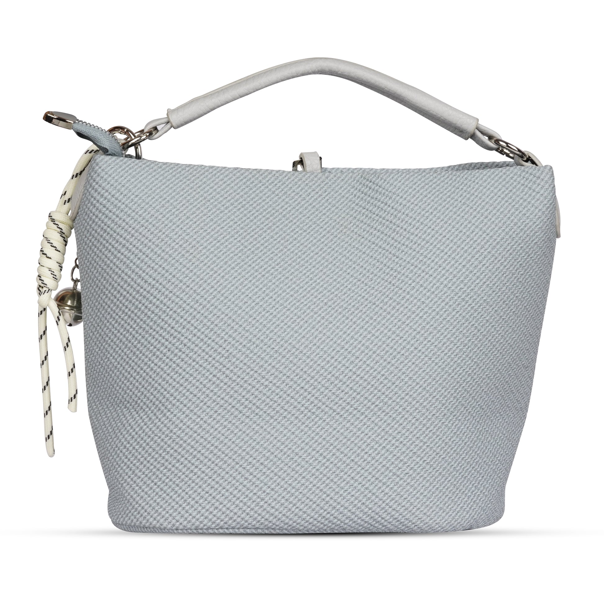 Erminio Palamino Designer Hobo Handbag, Textured Fabric, Silver Hardware with Decorative Charms