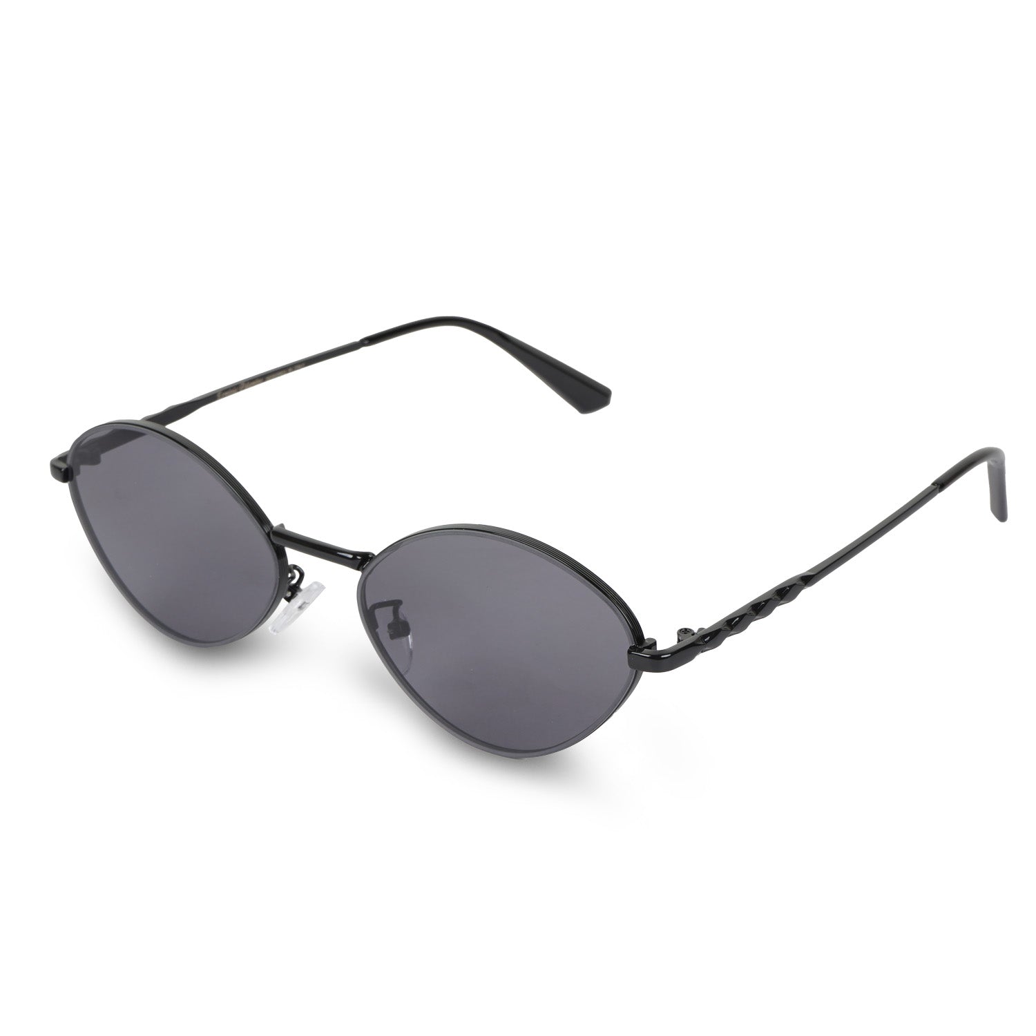 Erminio Palamino Unisex Oval Sunglasses with Black Metal Frame and Grey Tinted Lenses, Retro Style for Men & Women