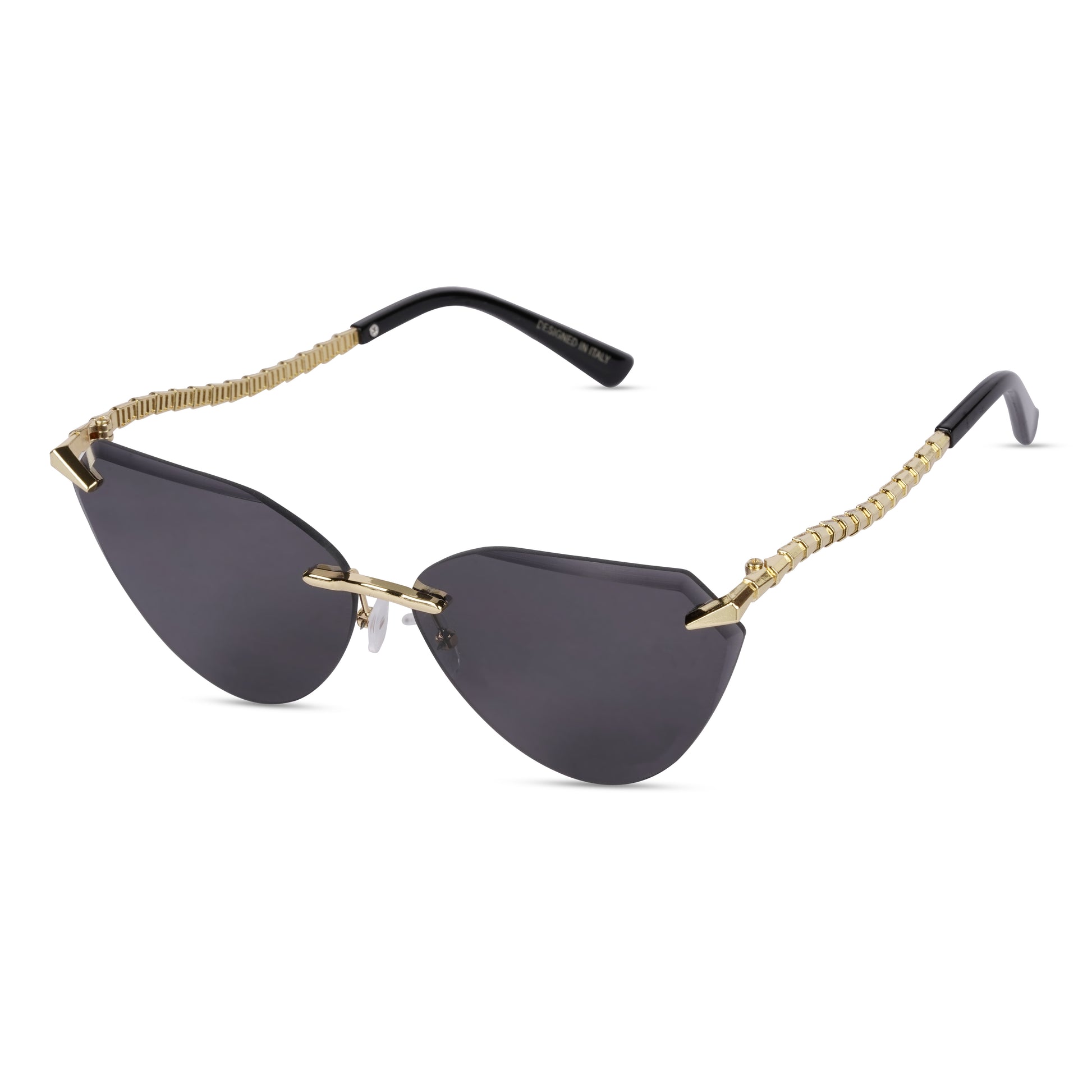 Erminio Palamino "Elite Designer Sunglasses for Women, Rimless Tinted Lenses, Gold Metal Temple Arms