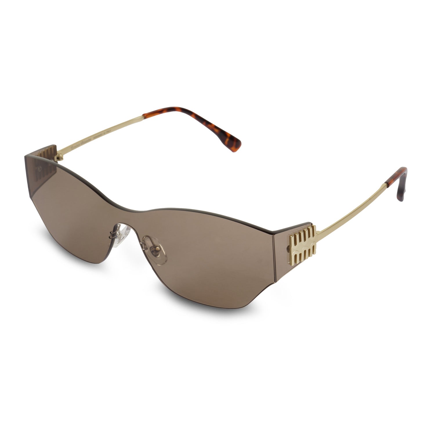 Erminio Palamino Rimless Cat-Eye Sunglasses, Metal Frame, Shield Lens, Stylish Unisex Shades
