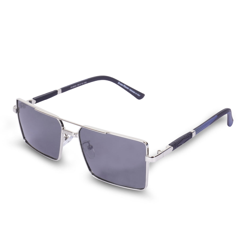 Erminio Palamino UV Protected Driving Pilot Gradient Square Metal Body Sunglasses for Men and Women (Silver Blue)