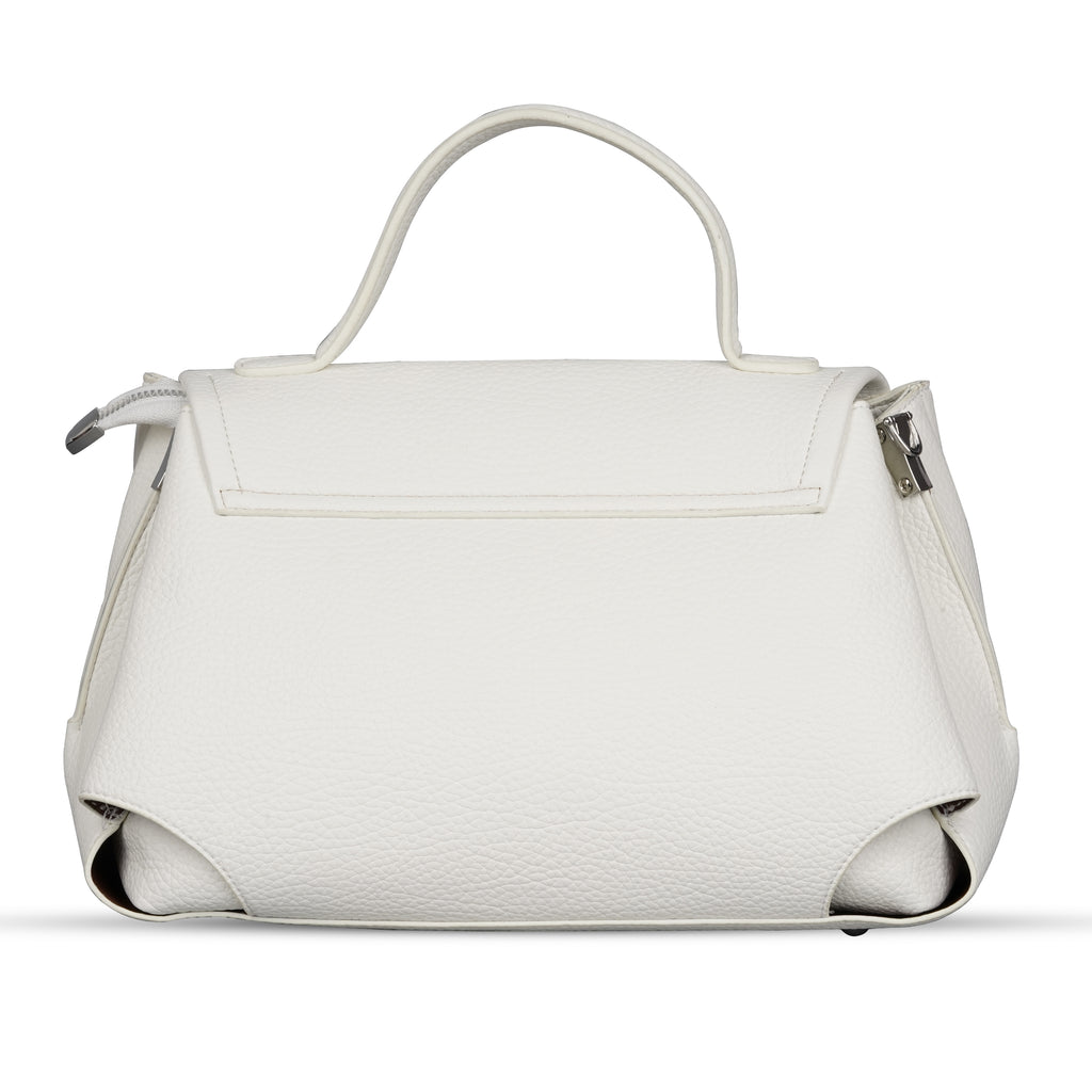 Erminio Palamino Luxury Belle Flap Top Handle Satchel – Elegant Pebbled Vegan Leather Handbag for Women