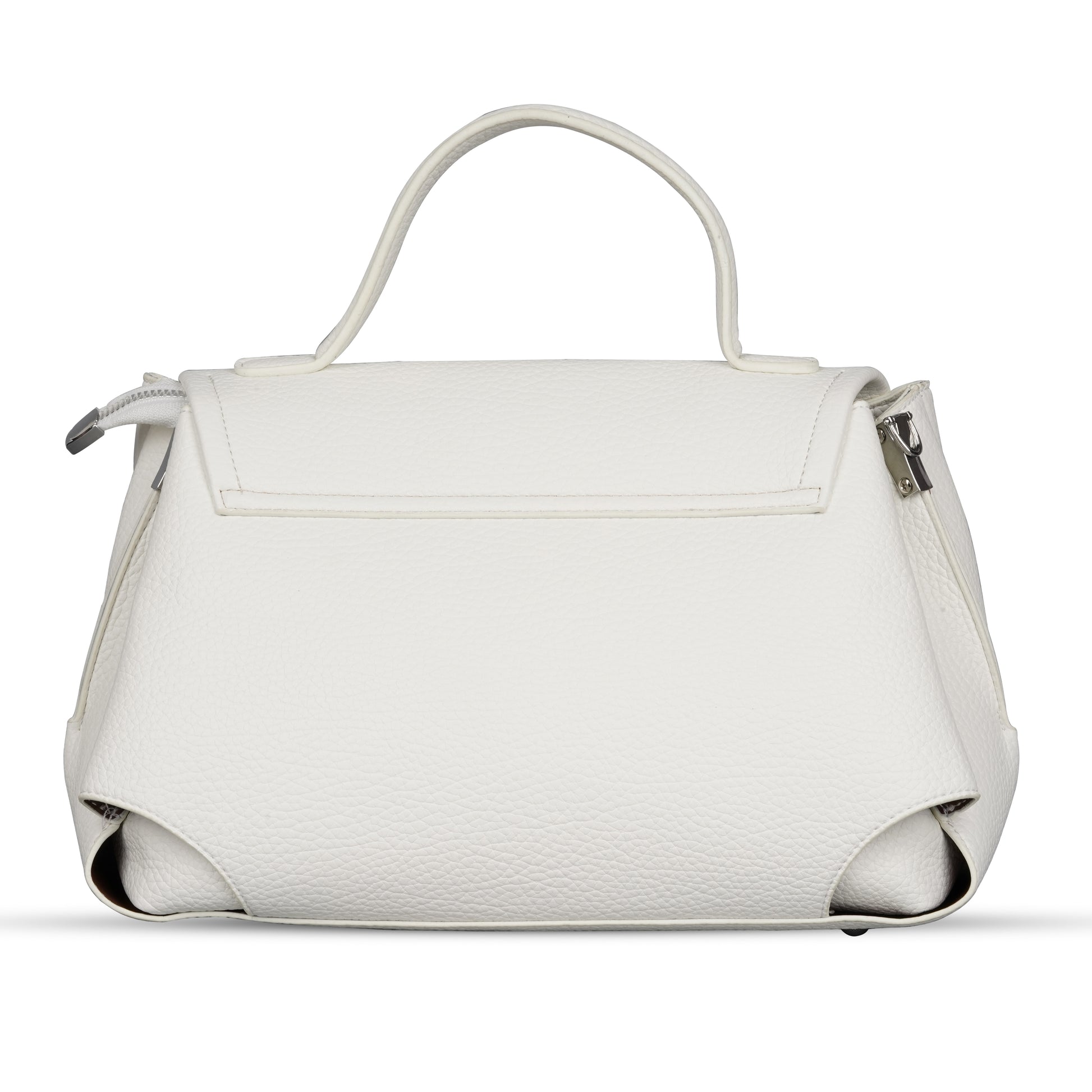 Erminio Palamino Luxury Belle Flap Top Handle Satchel – Elegant Pebbled Vegan Leather Handbag for Women