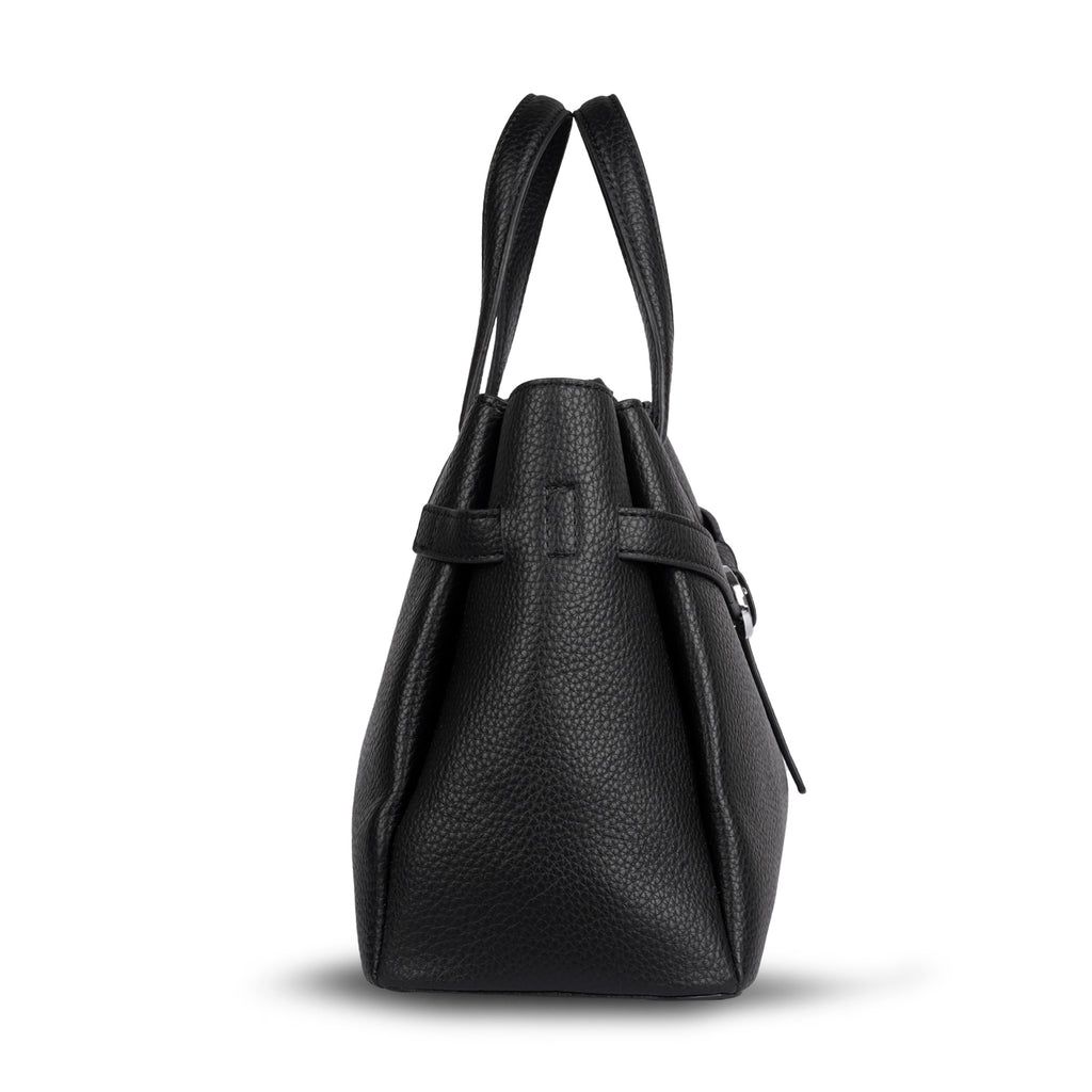 Erminio Palamino Luxury Classic PU Leather Tote Handbag, Silver Buckle Detail, Multiple Compartments