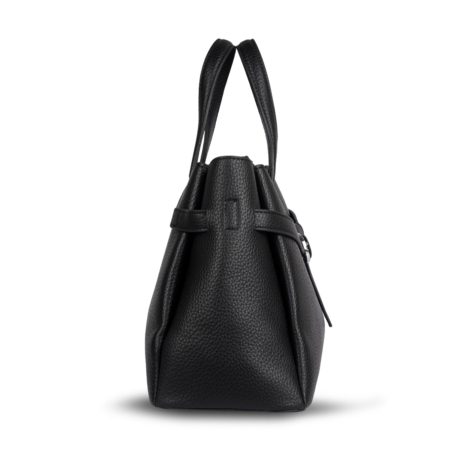 Erminio Palamino Luxury Classic PU Leather Tote Handbag, Silver Buckle Detail, Multiple Compartments