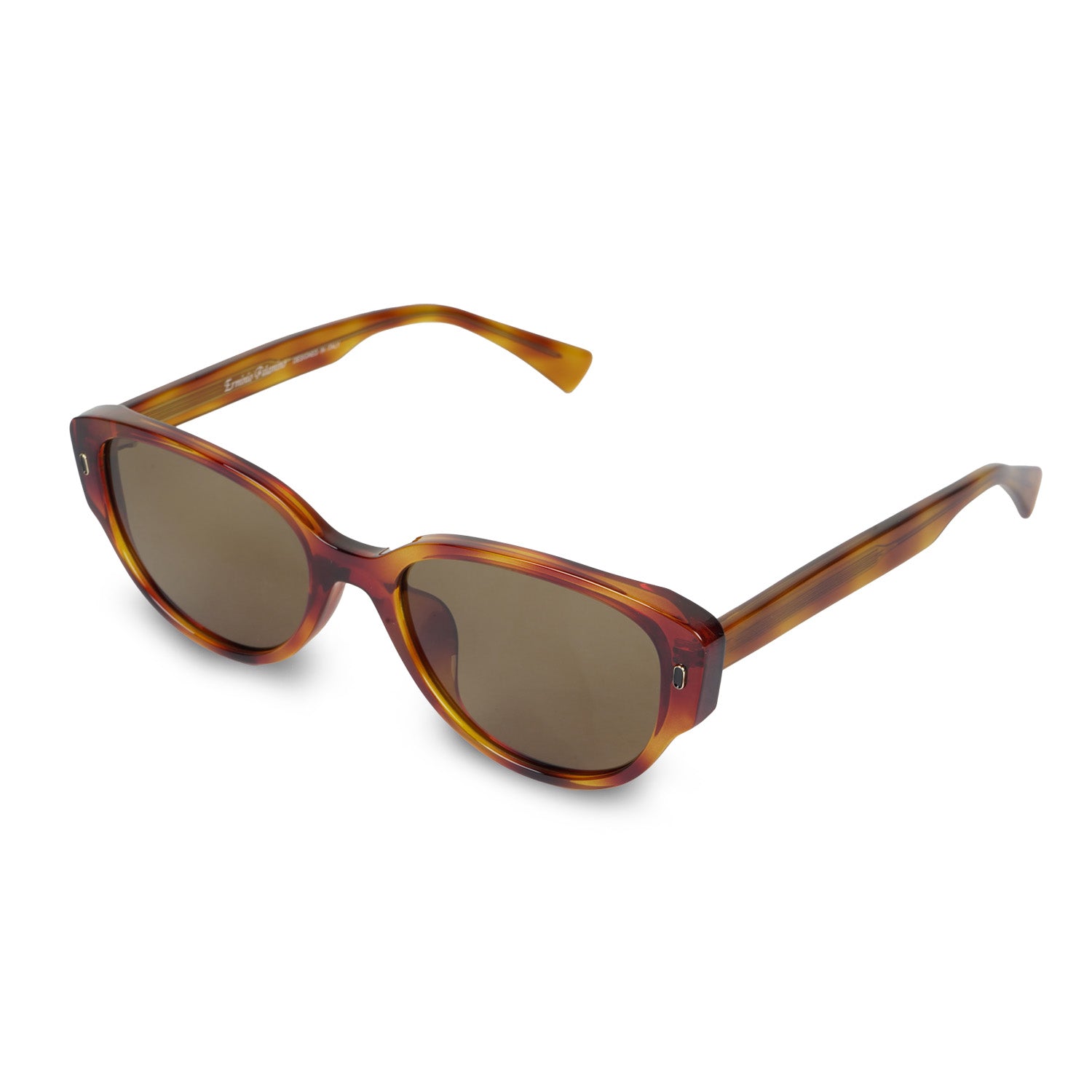 Erminio Palamino Unisex Sunglasses, Tortoise Brown, Cat-Eye Style, Acetate Frame, Brown Lenses, Made in Italy