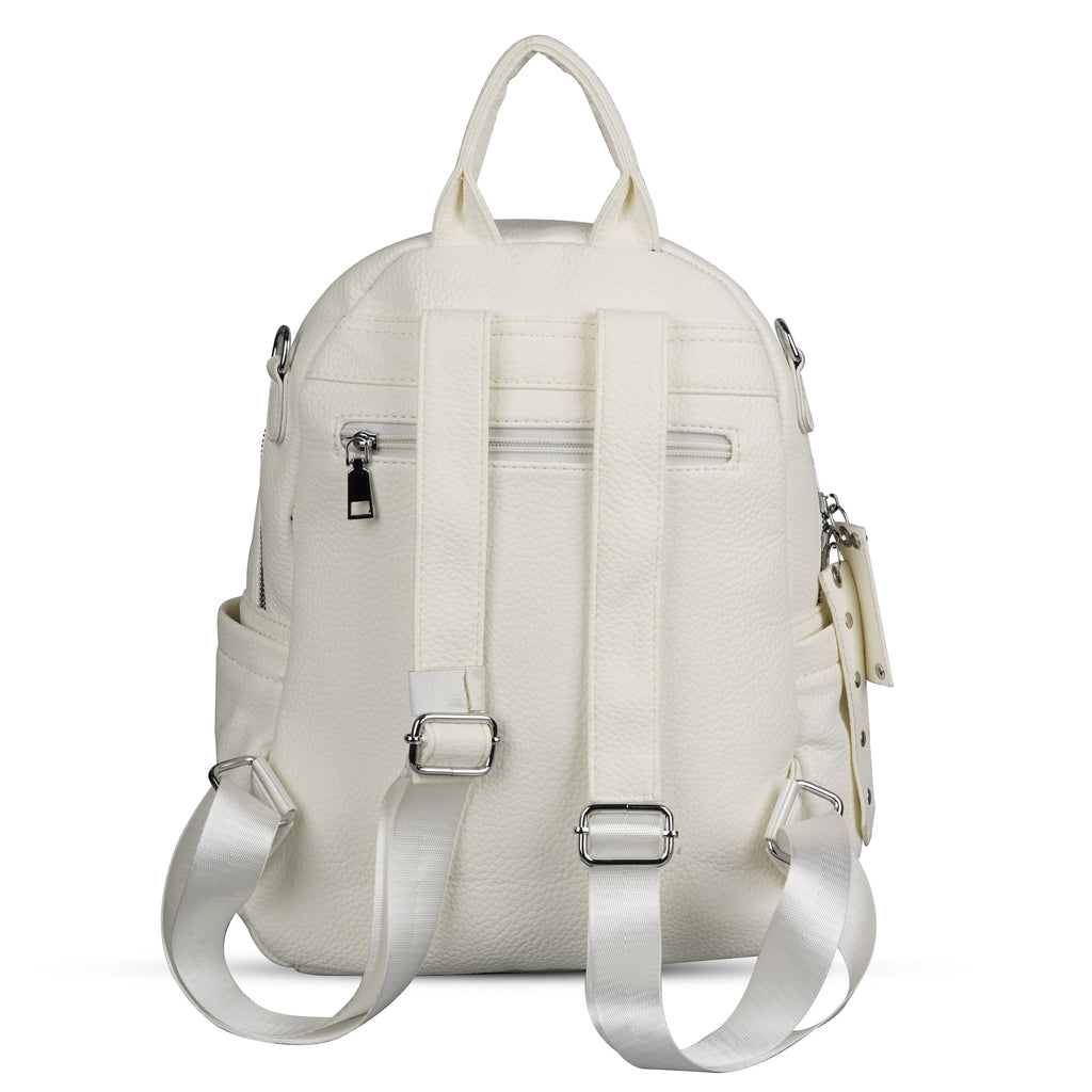 Erminio Palamino Luxury Designer PU Leather Backpack for Women/Girls, Multiple Zipper Compartments, Quilted Pattern